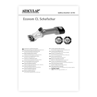 Manuale d’uso – tosatrice per pecore, Aesculap Econom NOVA CL