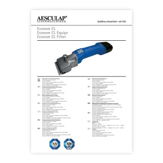 Manuale d’uso – tosatrice del bestiame, Aesculap Econom NOVA CL
