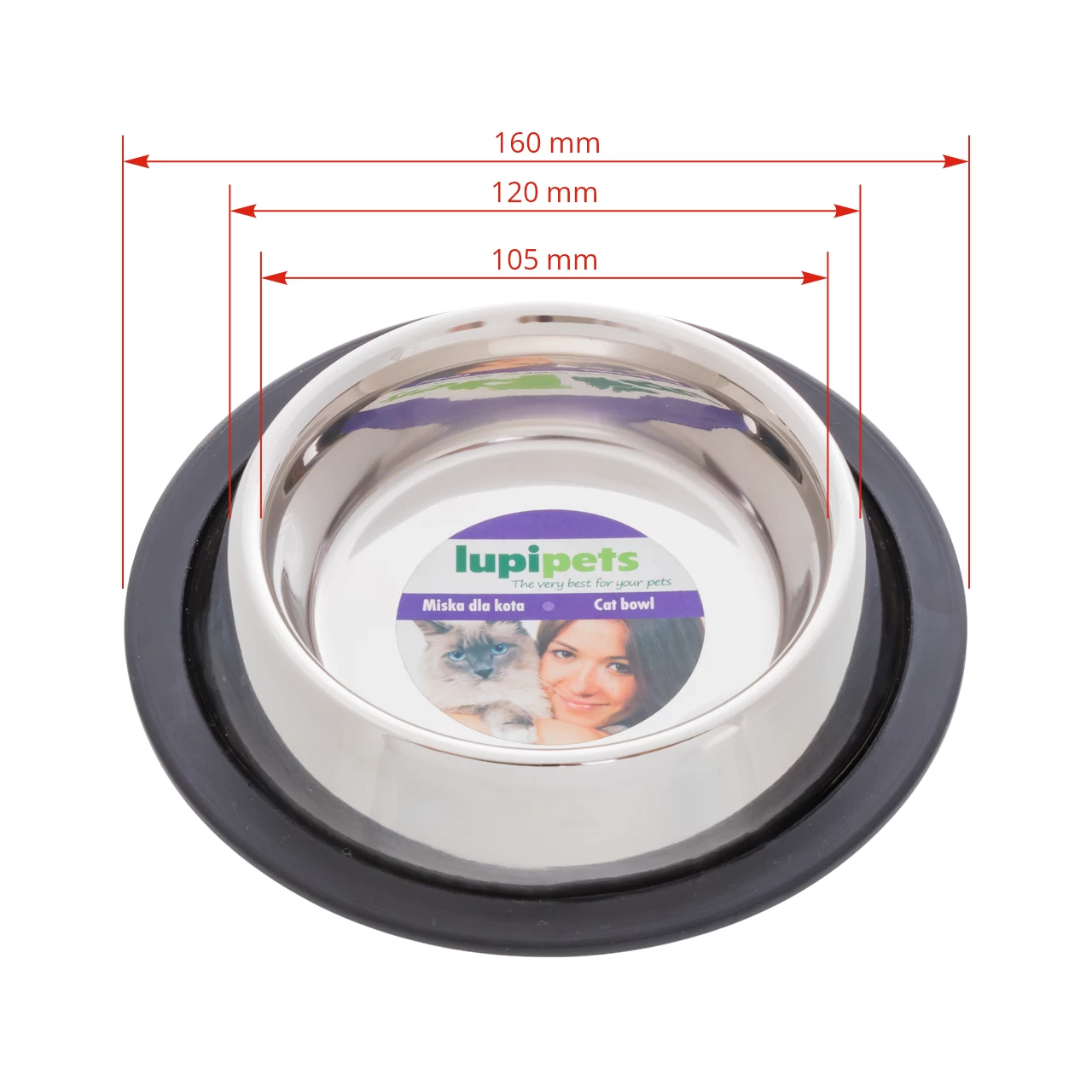 Ciotola in acciaio inox per gatti, Ø12 cm, 230 ml