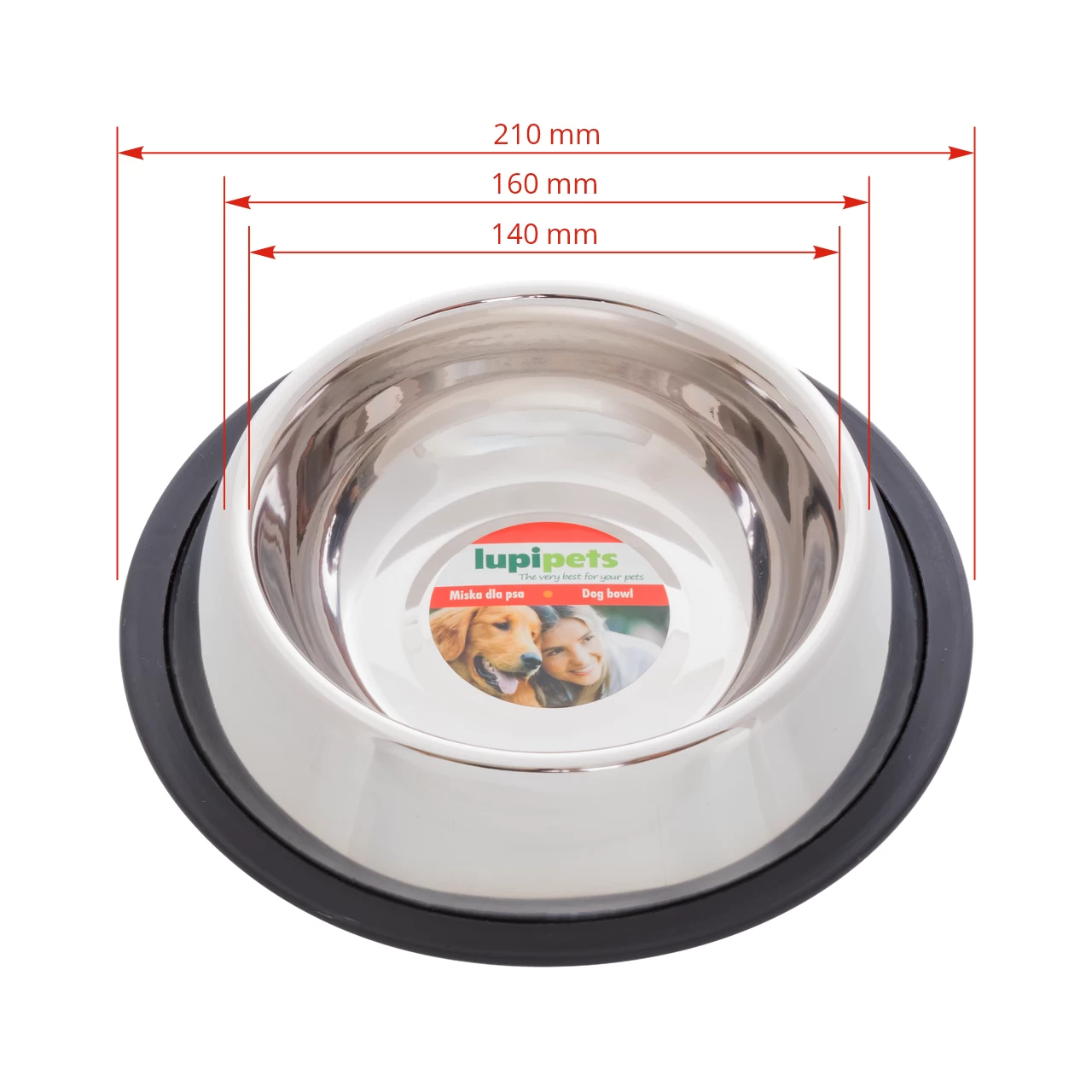 Ciotola in acciaio inox per cani, Ø16 cm, 450 ml
