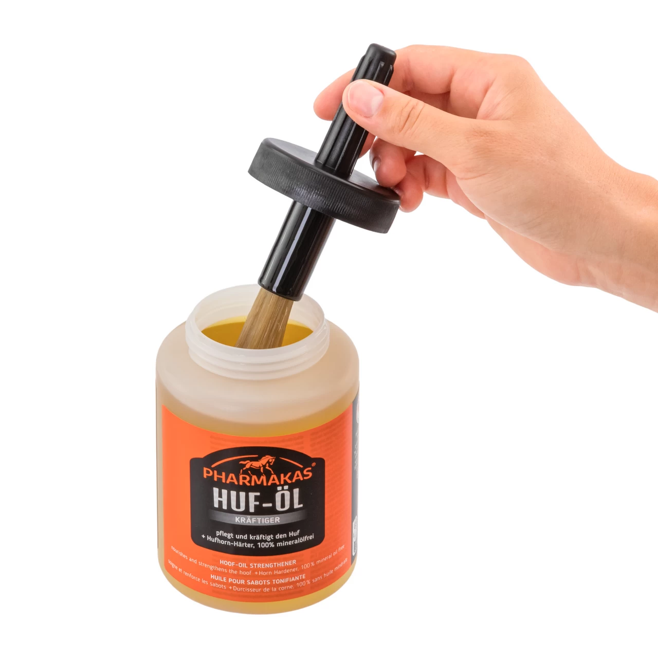 Olio rinforzante per zoccoli, con spazzola, Pharmakas, 475 ml