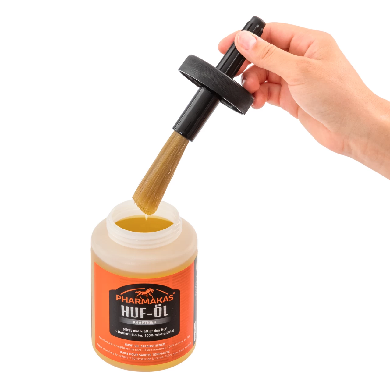 Olio rinforzante per zoccoli, con spazzola, Pharmakas, 475 ml