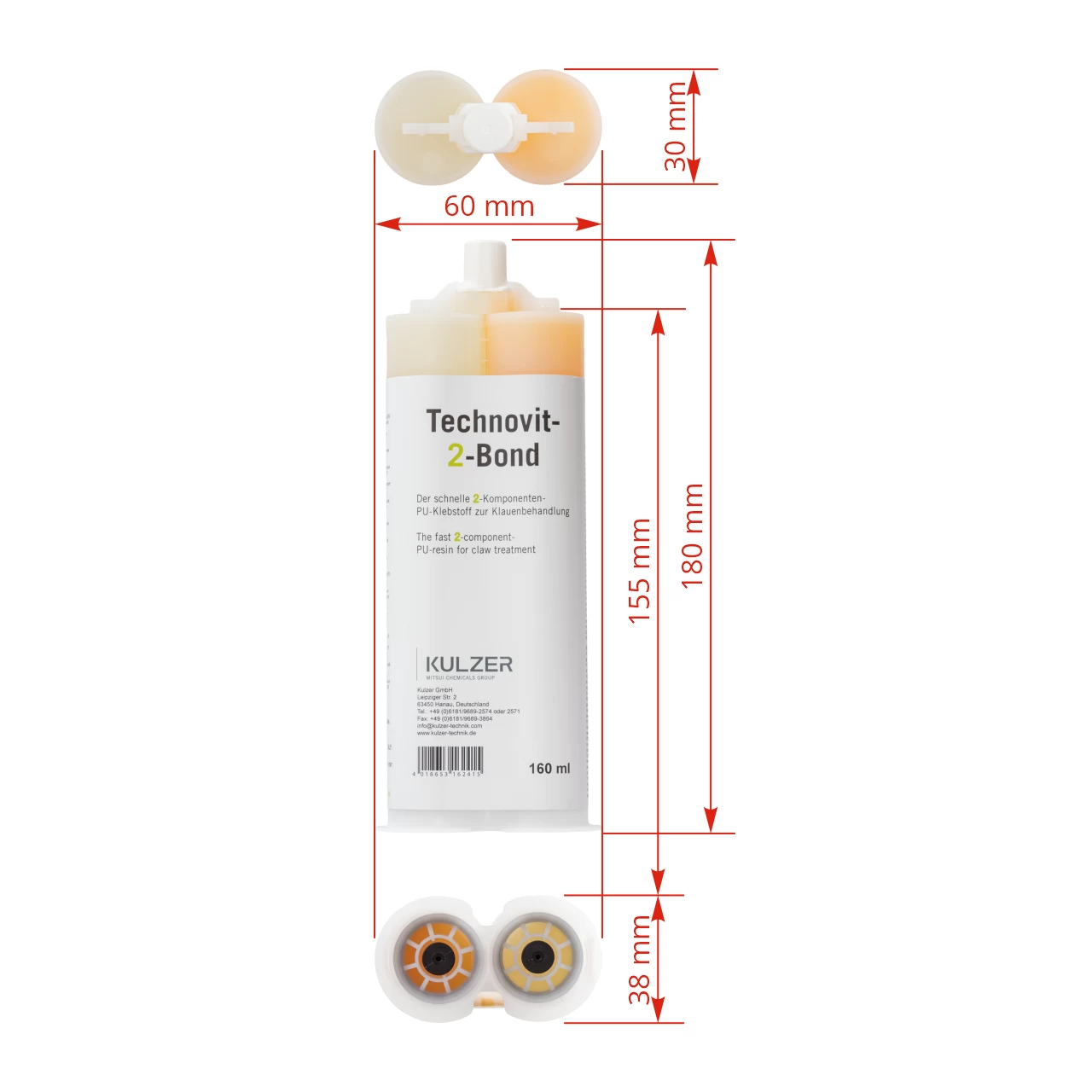Cartuccia di adesivo bicomponente, Technovit-2-Bond, 160 ml