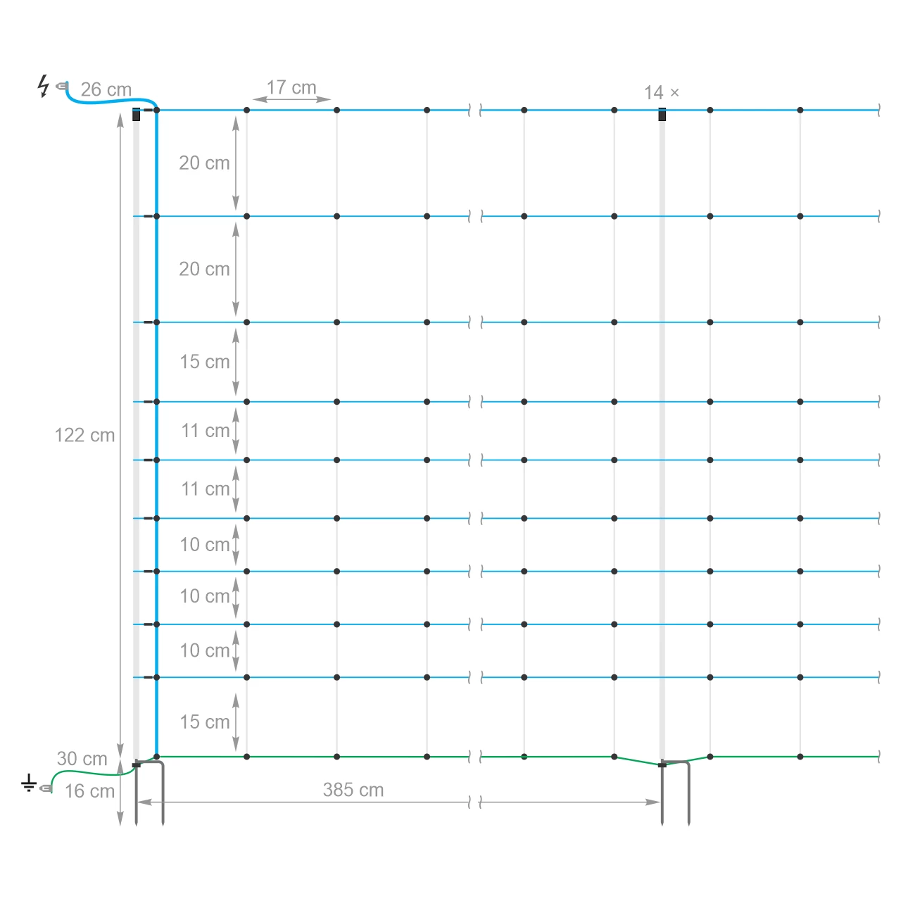 Rete per recinto elettrico, OviNet Maxi, 50 m × 122 cm