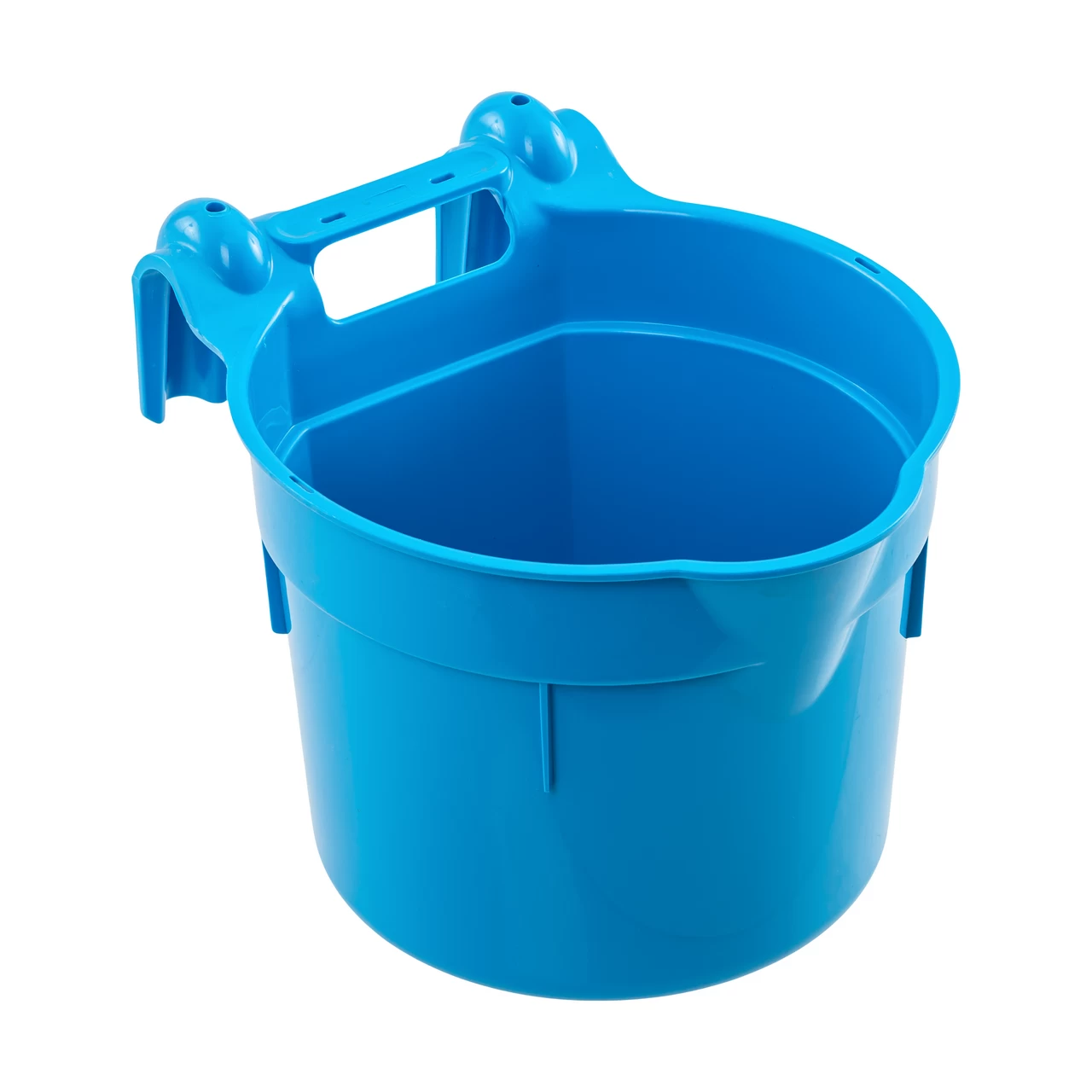 Secchio per l'alimentazione, con staffa di sospensione, forma cilindrica, blu, 8 litri
