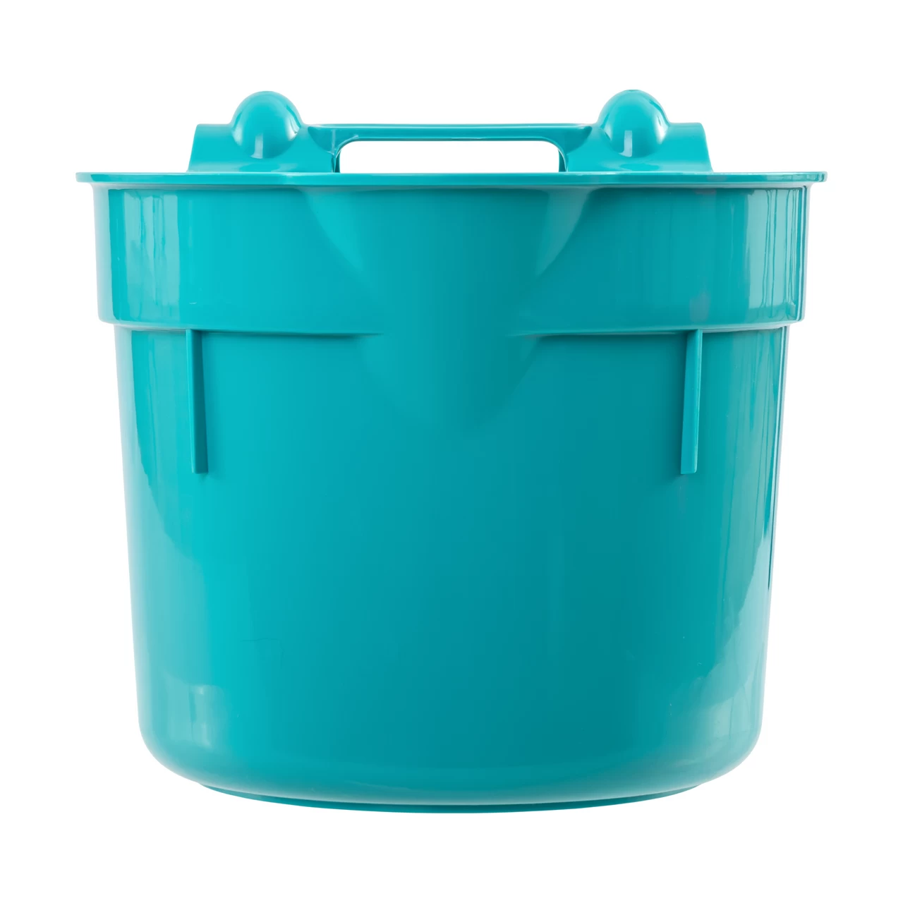 Secchio per l'alimentazione, con staffa di sospensione, forma cilindrica, turchese, 8 litri