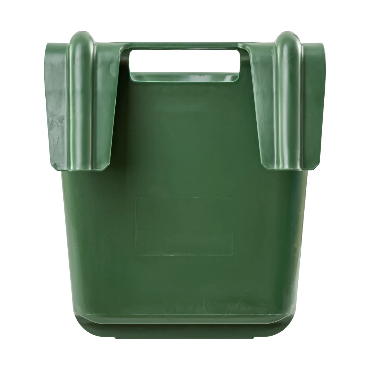 Secchio per l'alimentazione, con staffa di sospensione, forma quadrata, verde scuro, 13 litri