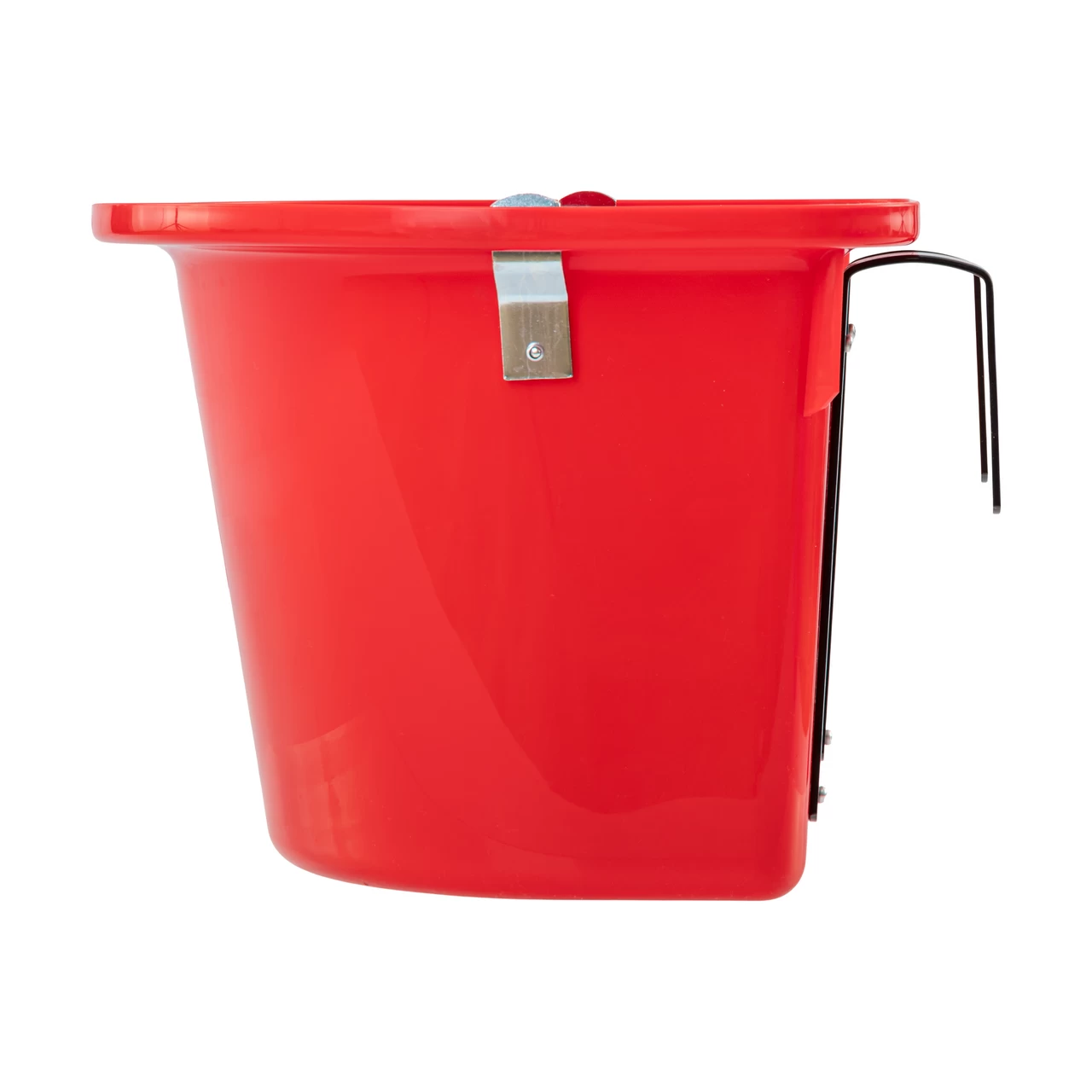 Secchio per mangime per cavalli con staffa per fissaggio e maniglia, rosso, 12 litri