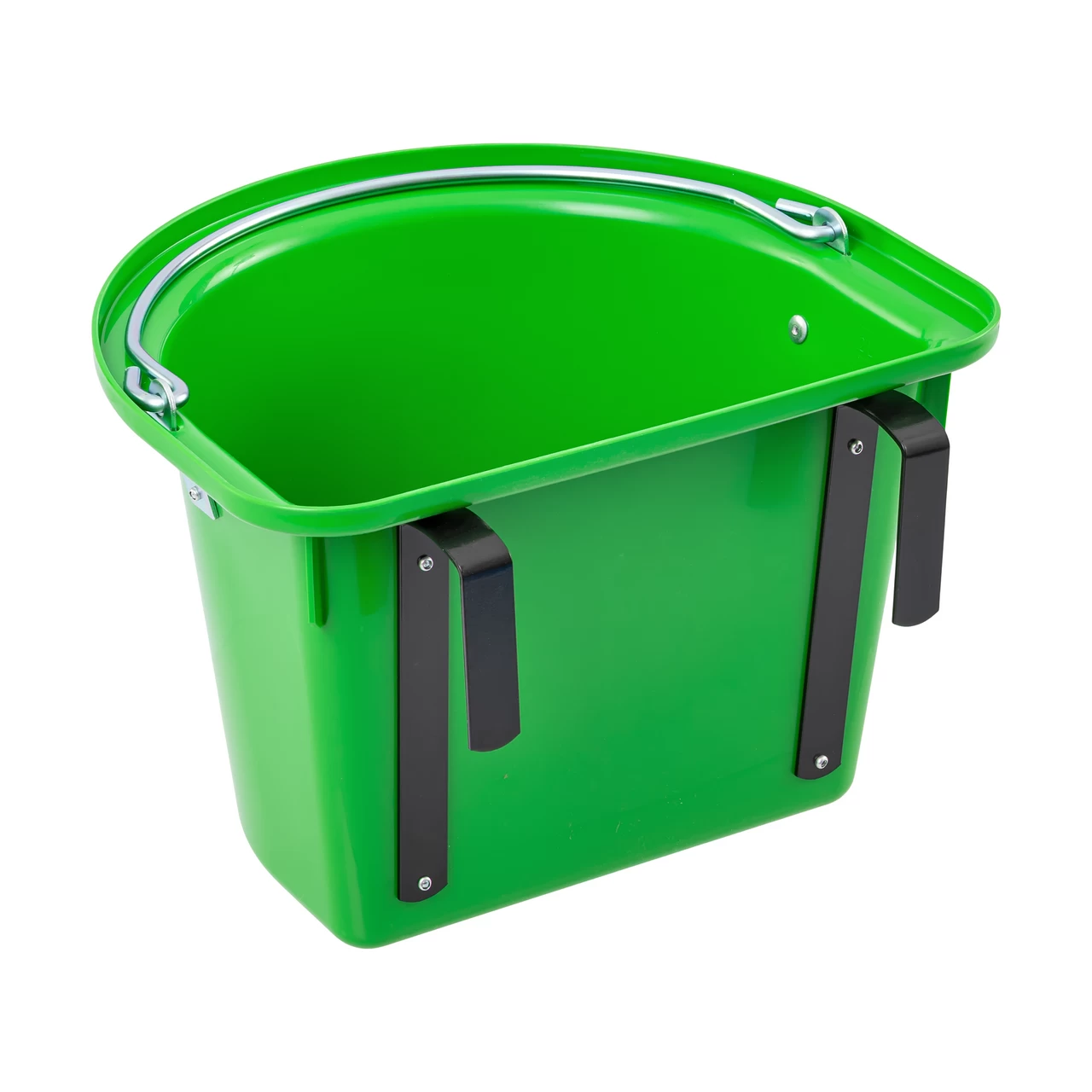 Secchio per mangime per cavalli con staffa per fissaggio e maniglia, verde, 12 litri