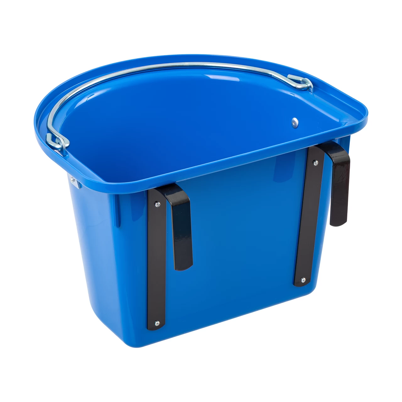 Secchio per mangime per cavalli con staffa per fissaggio e maniglia, blu reale, 12 litri