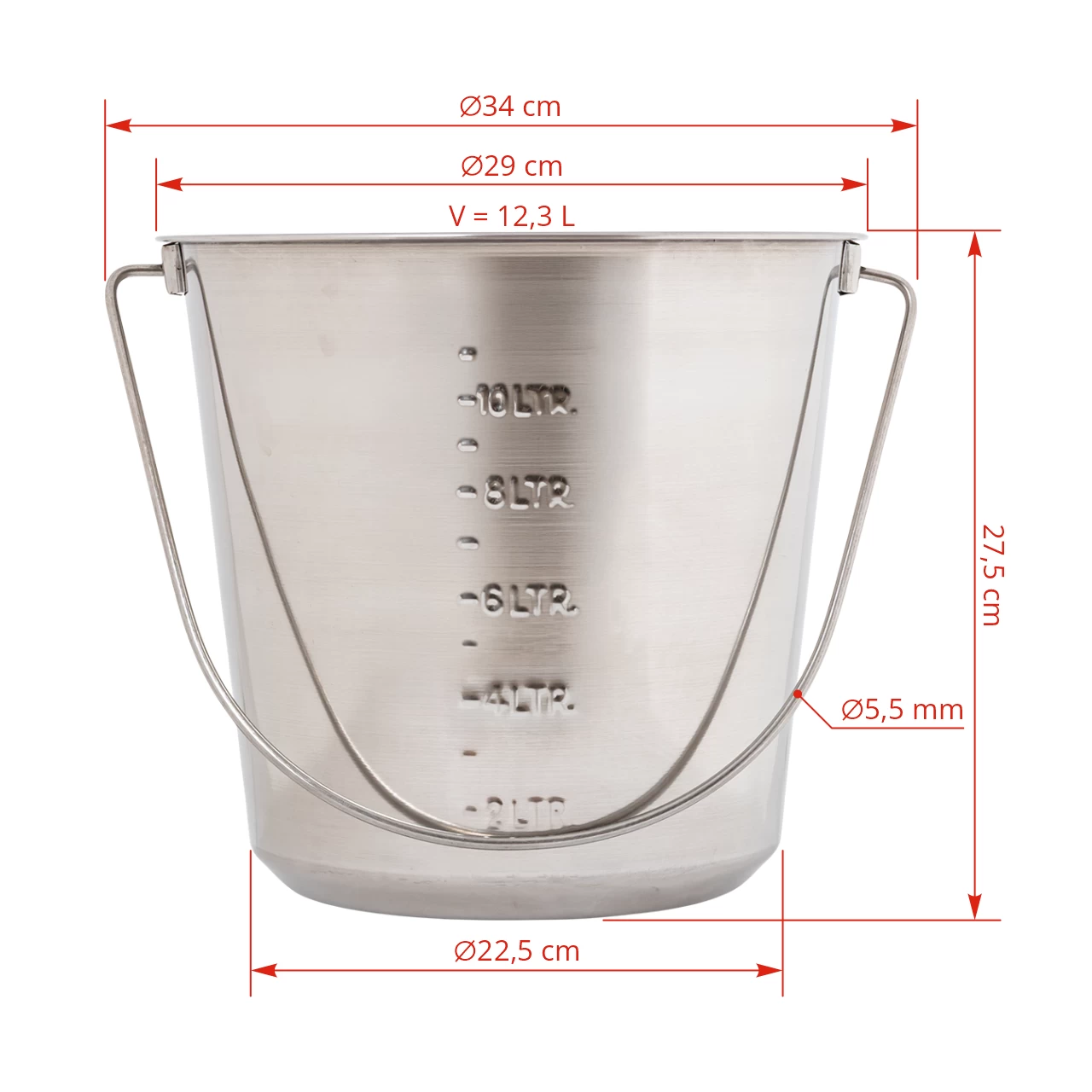 Secchio in acciaio, 12,3 litri