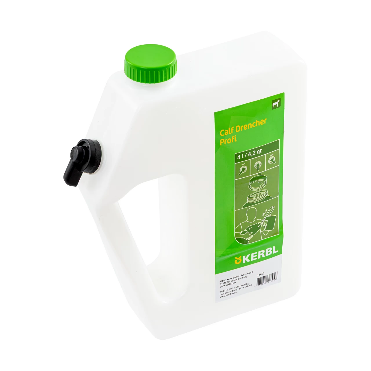 Bidone per la somministrazione di liquidi ai vitelli, con sistema di drenaggio, 4 litri