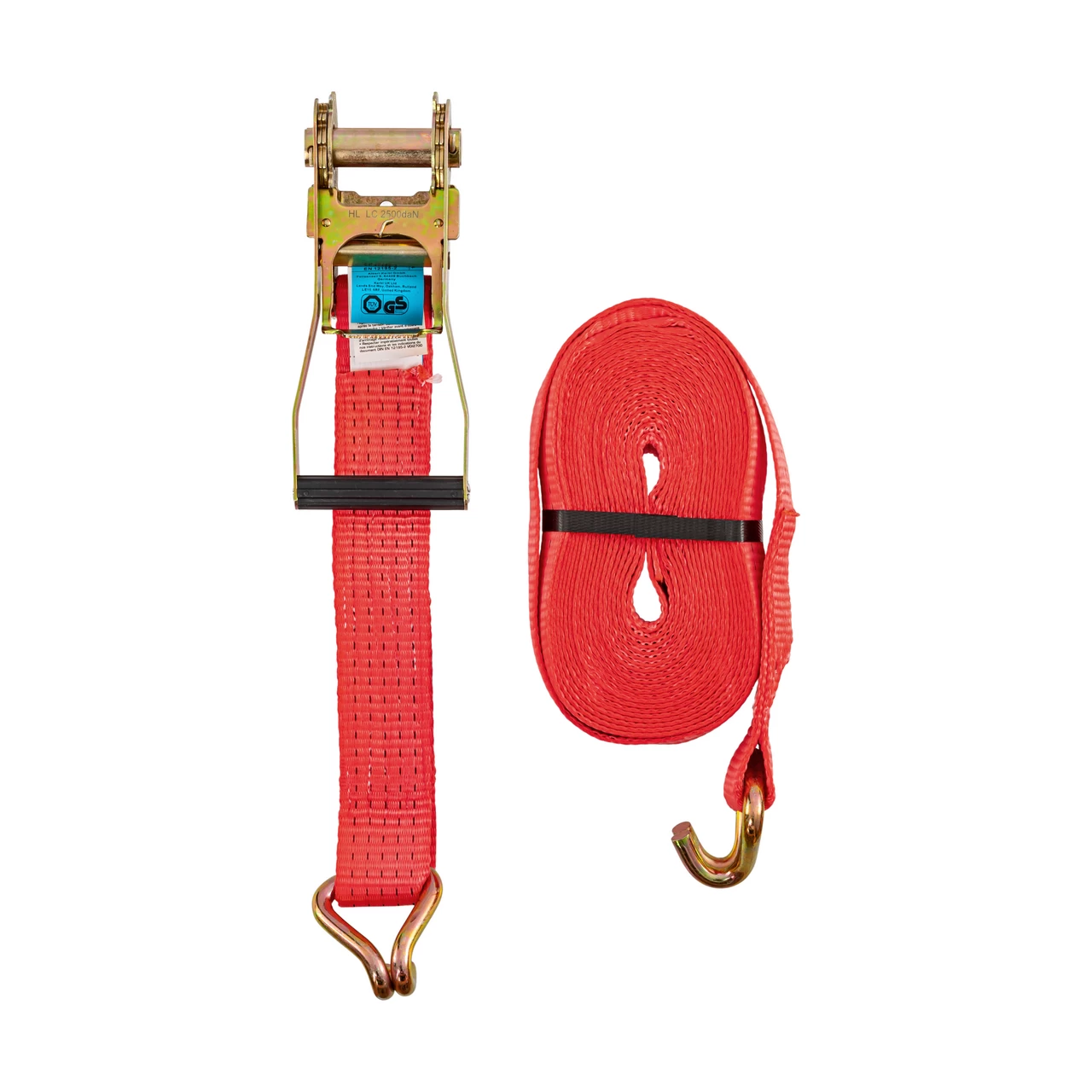 Cinghia di ancoraggio con cricchetto, rosso, 5000 kg, 50 mm × 10 m
