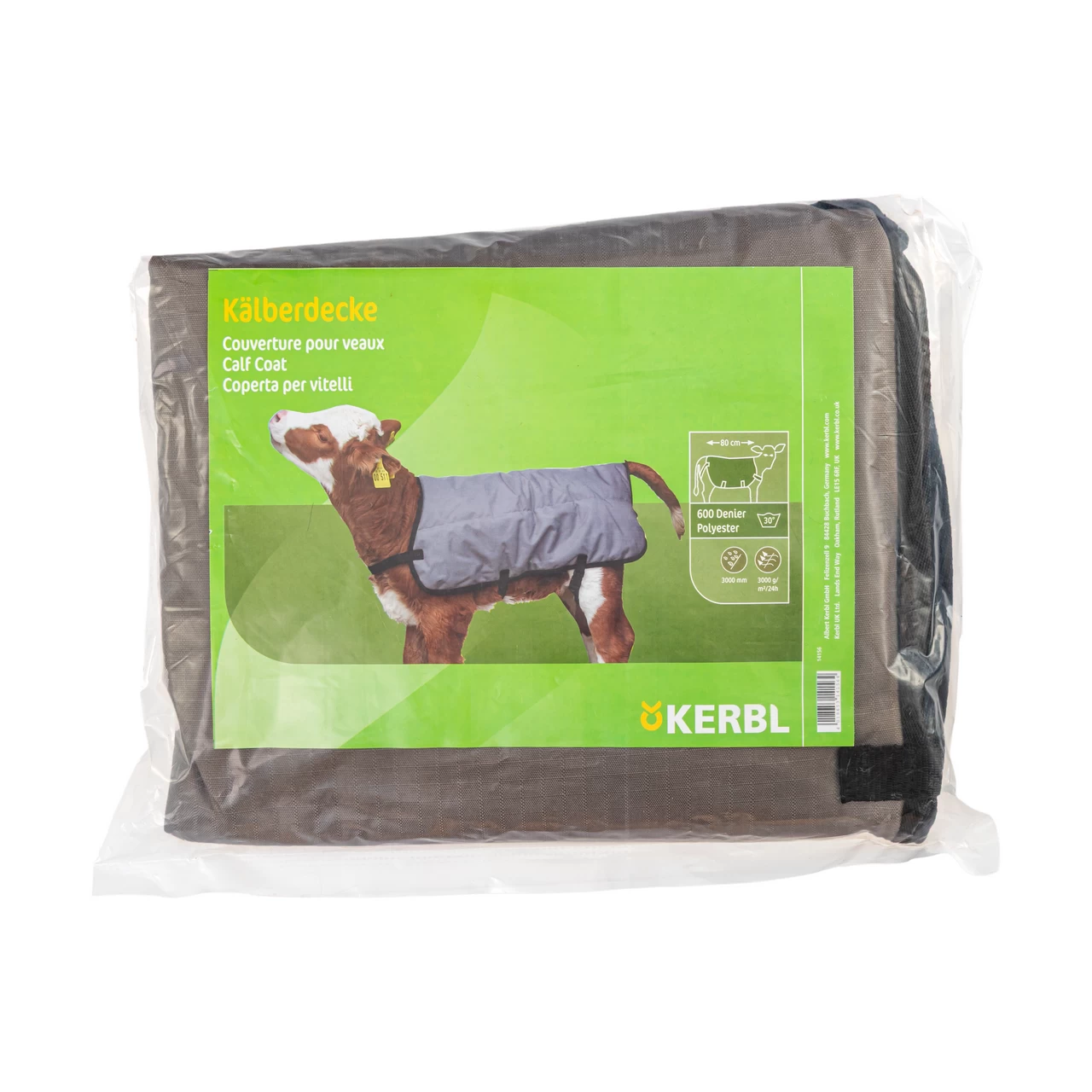 Coperta impermeabile per vitello, grigia, 80 × 70 cm
