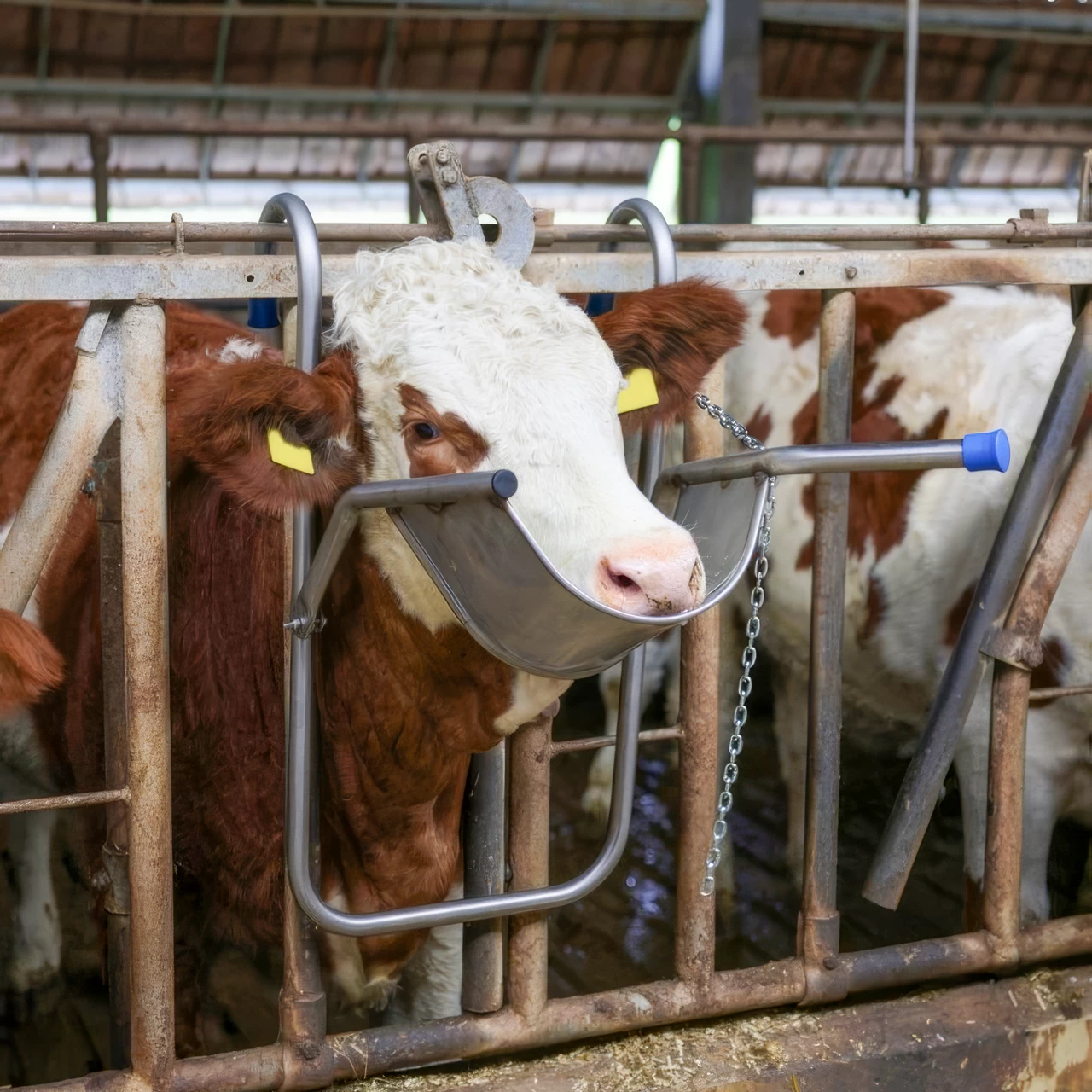 Supporto regolabile per la testa dei bovini, per le cure