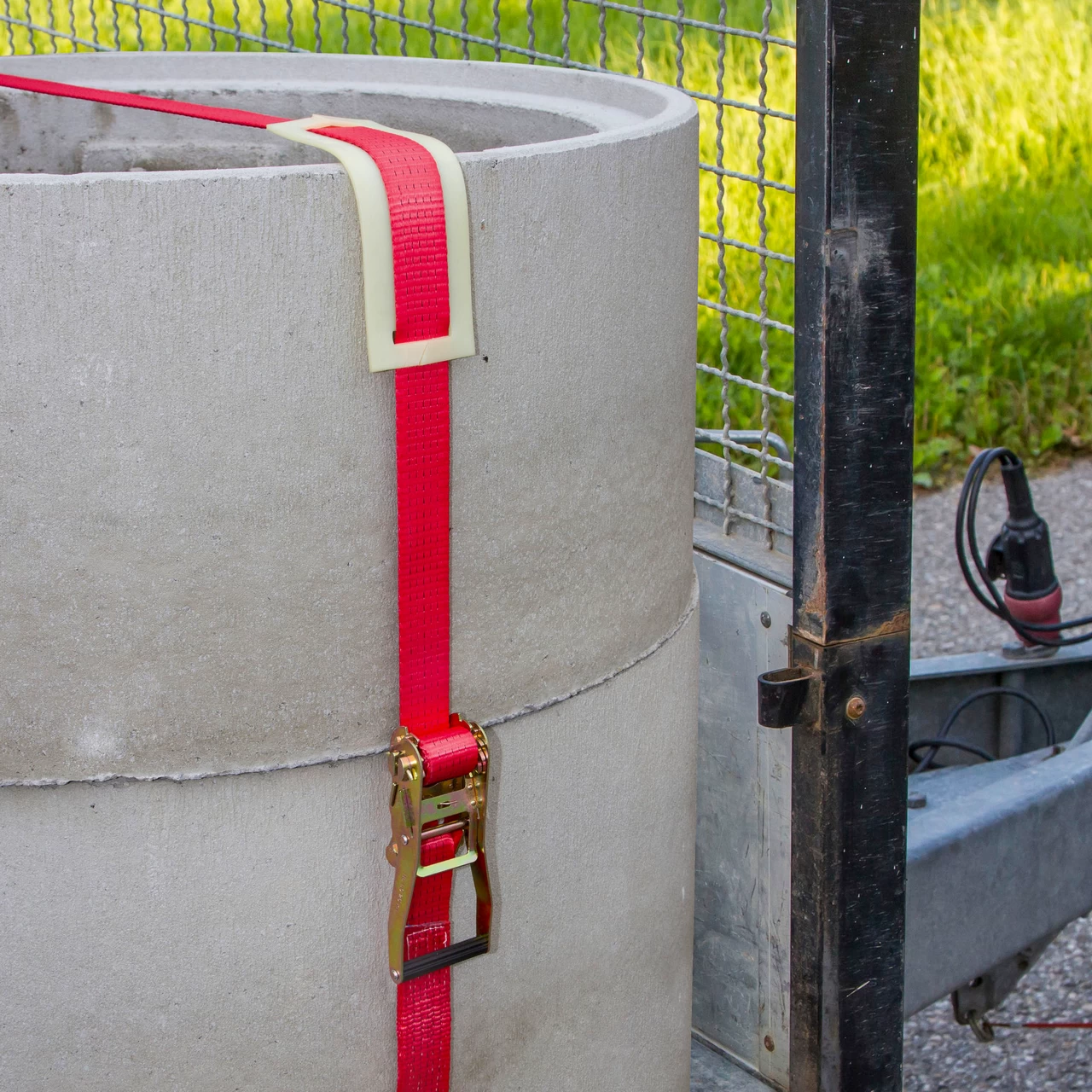 Cinghia di ancoraggio con cricchetto, rosso, 5000 kg, 50 mm × 10 m