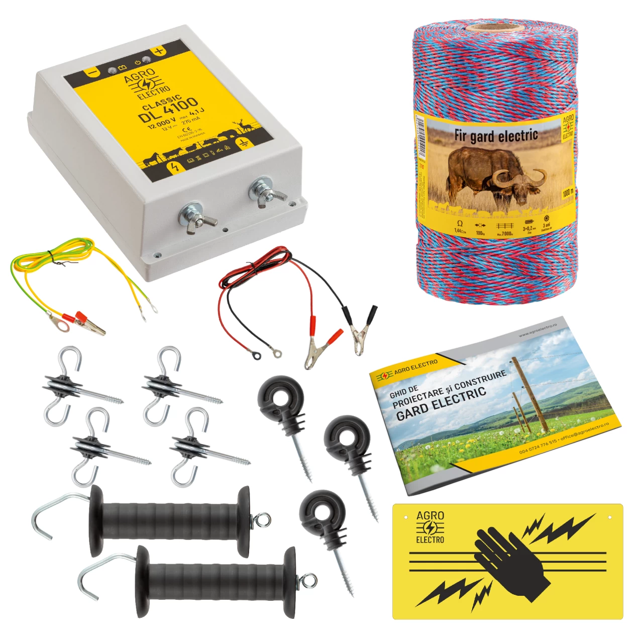 Kit di base recinto elettrico 1000 m, 4,1 Joule, per animali domestici :: 1000 m