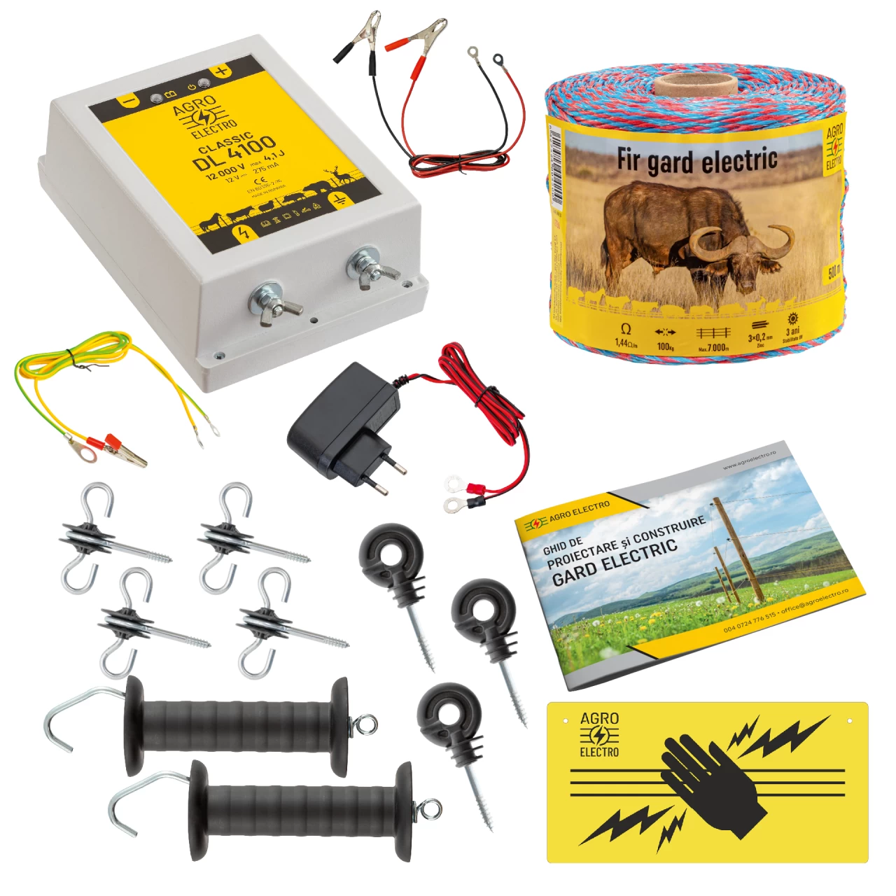 Kit di base recinto elettrico 500 m, 4,1 Joule, 230 V, per animali domestici :: 500 m
