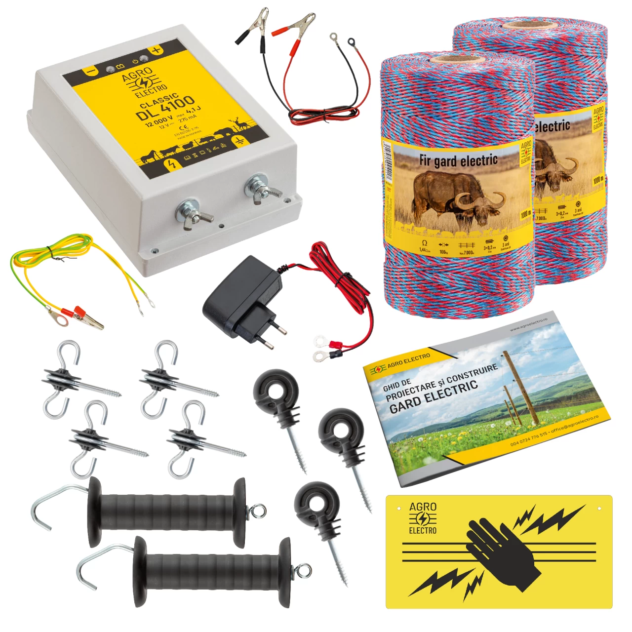 Kit di base recinto elettrico 2000 m, 4,1 Joule, 230 V, per animali domestici :: 2000 m