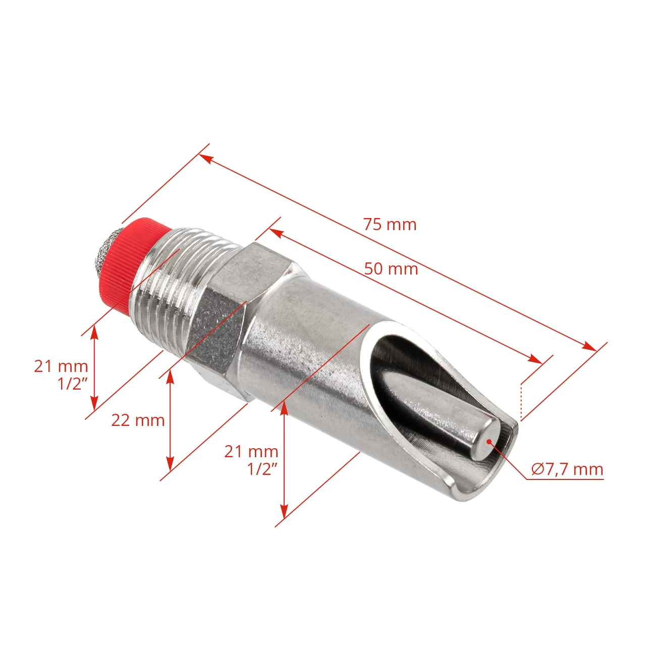 Ciuccio con filettatura da 1/2" per maiali, con nipplo da 1/2"