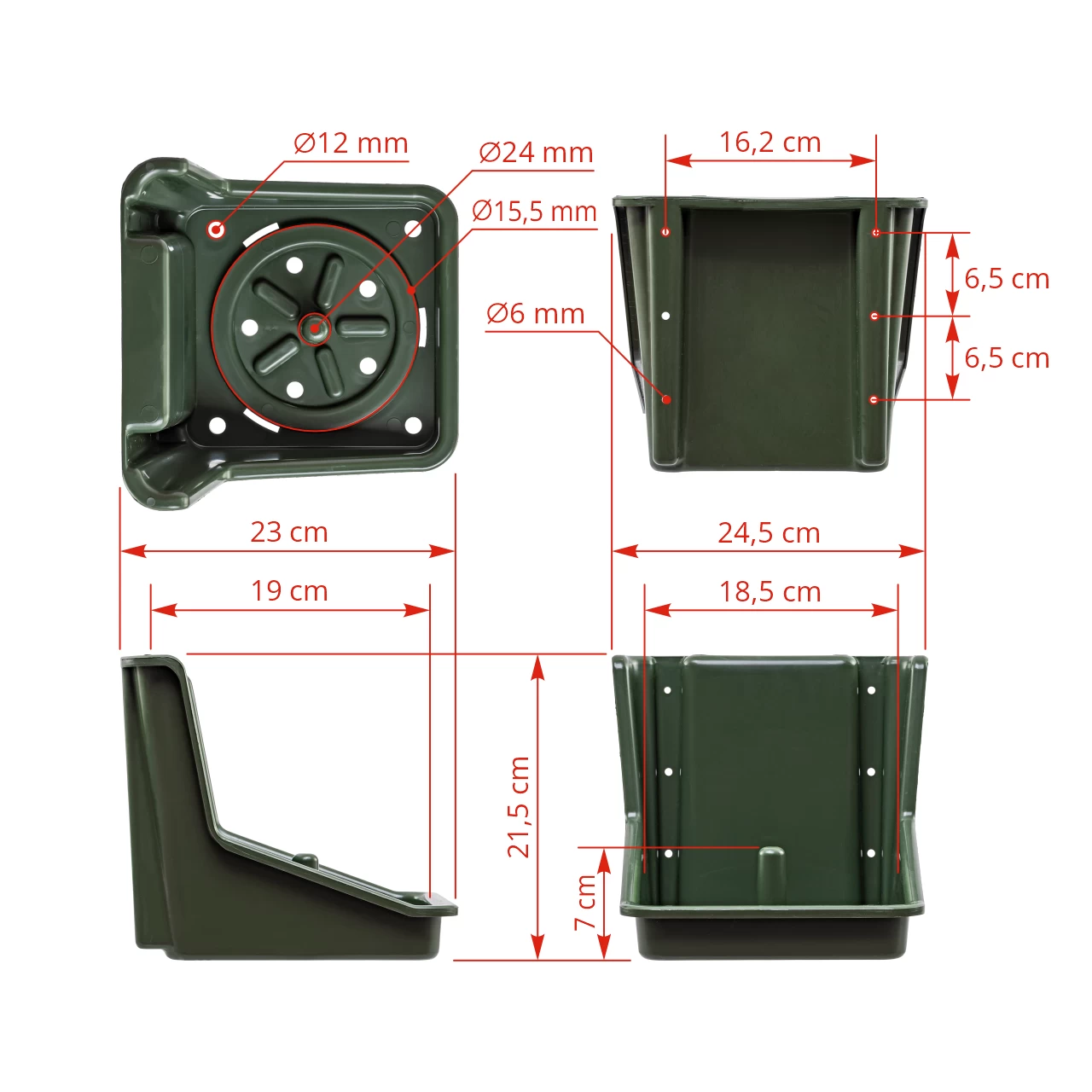 Portasale con inserto rotondo, verde scuro