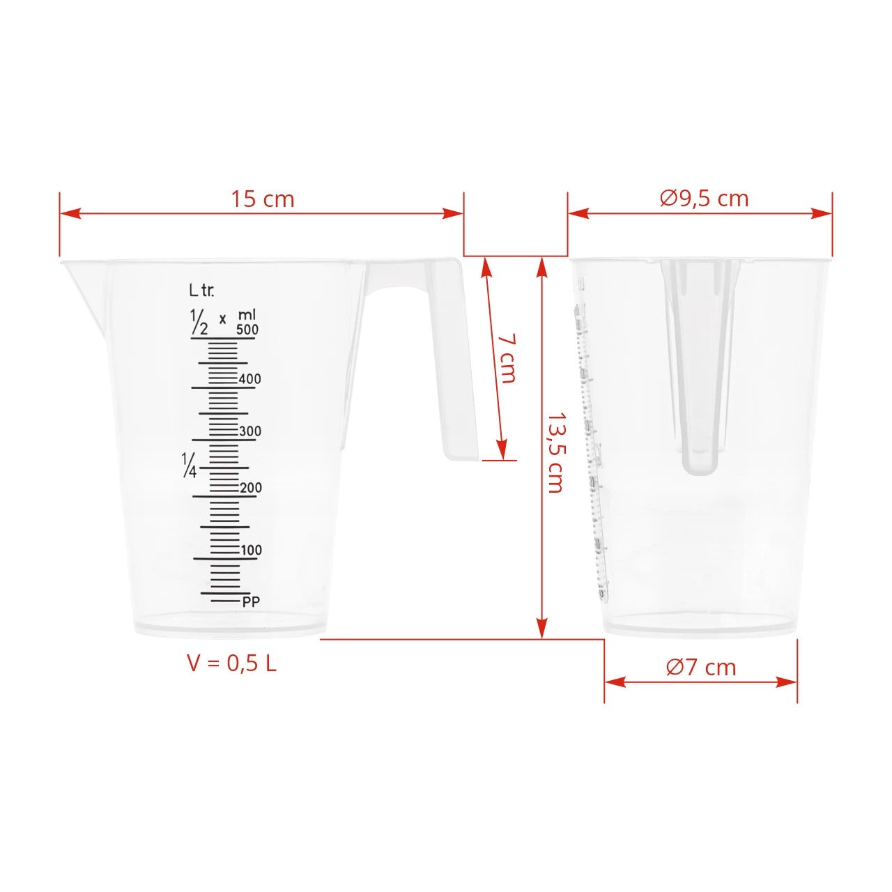 Caraffa, in plastica, 0,5 litri