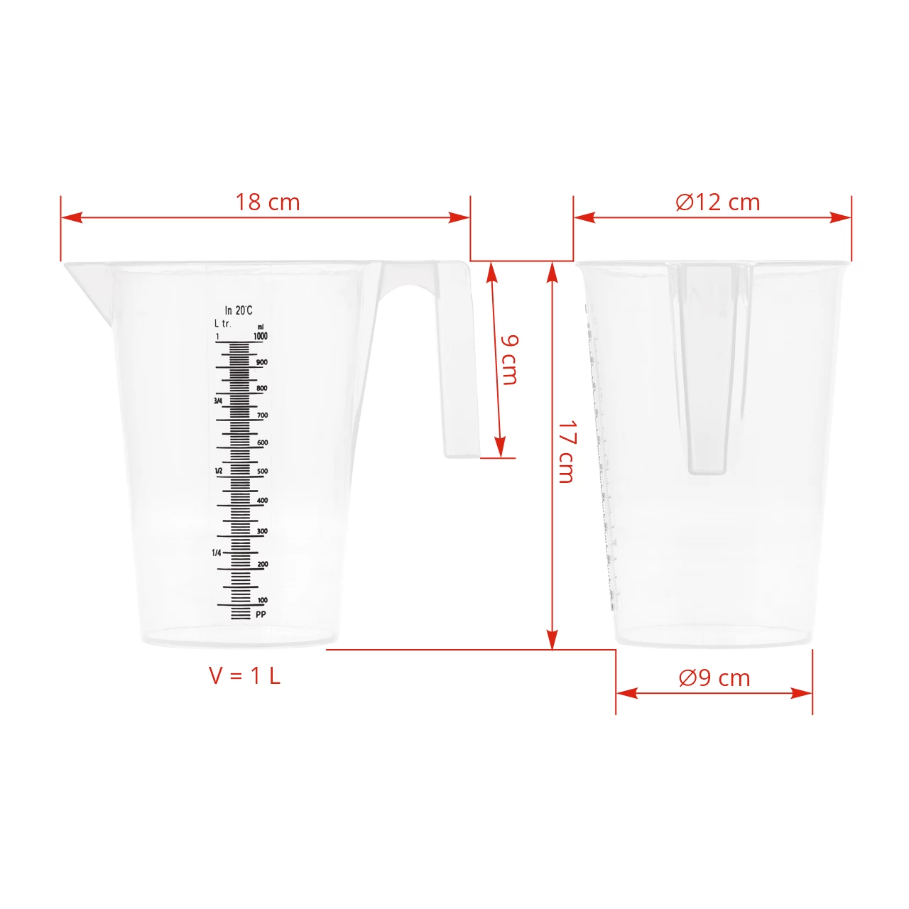 Caraffa, in plastica, 1 litro