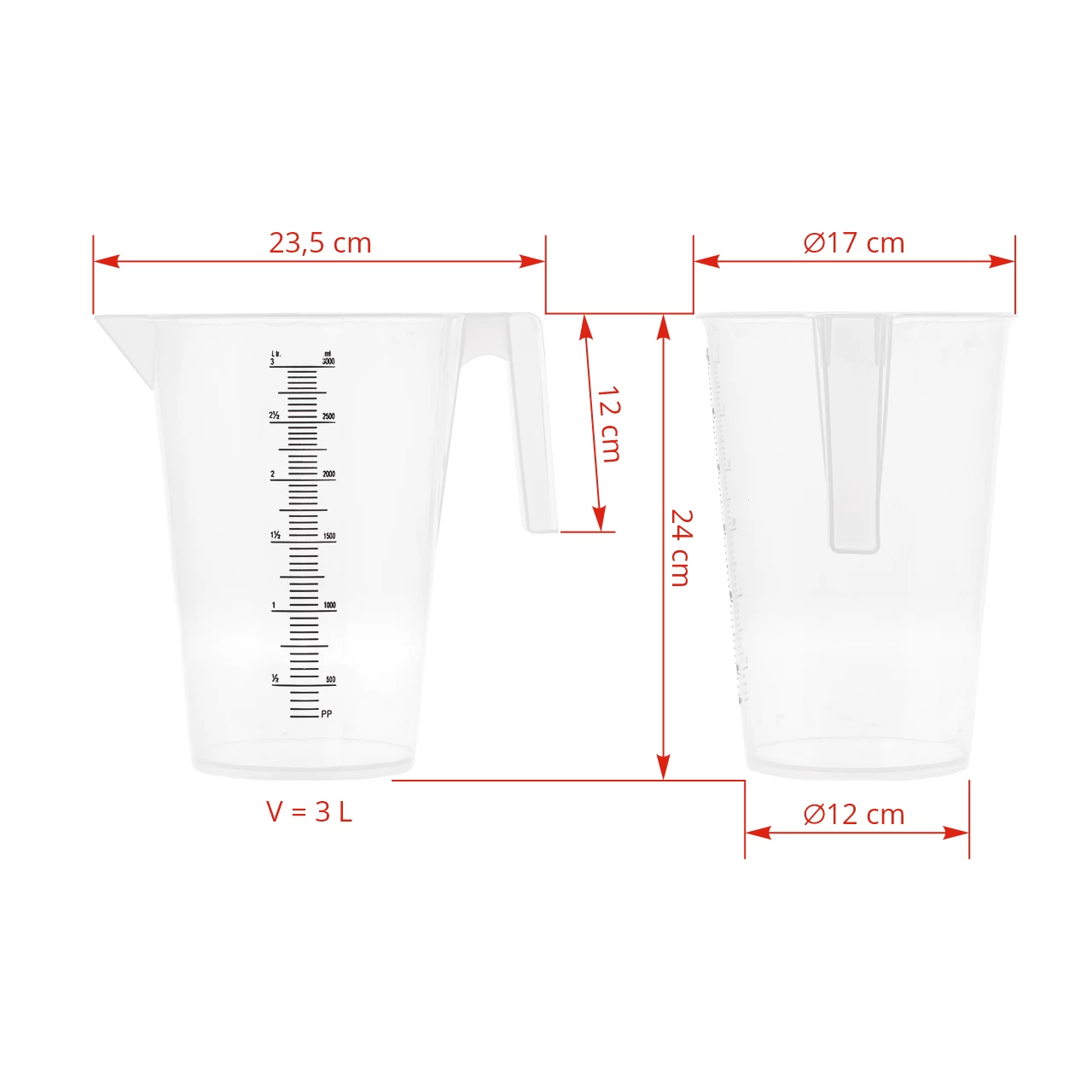 Caraffa, in plastica, 3 litri
