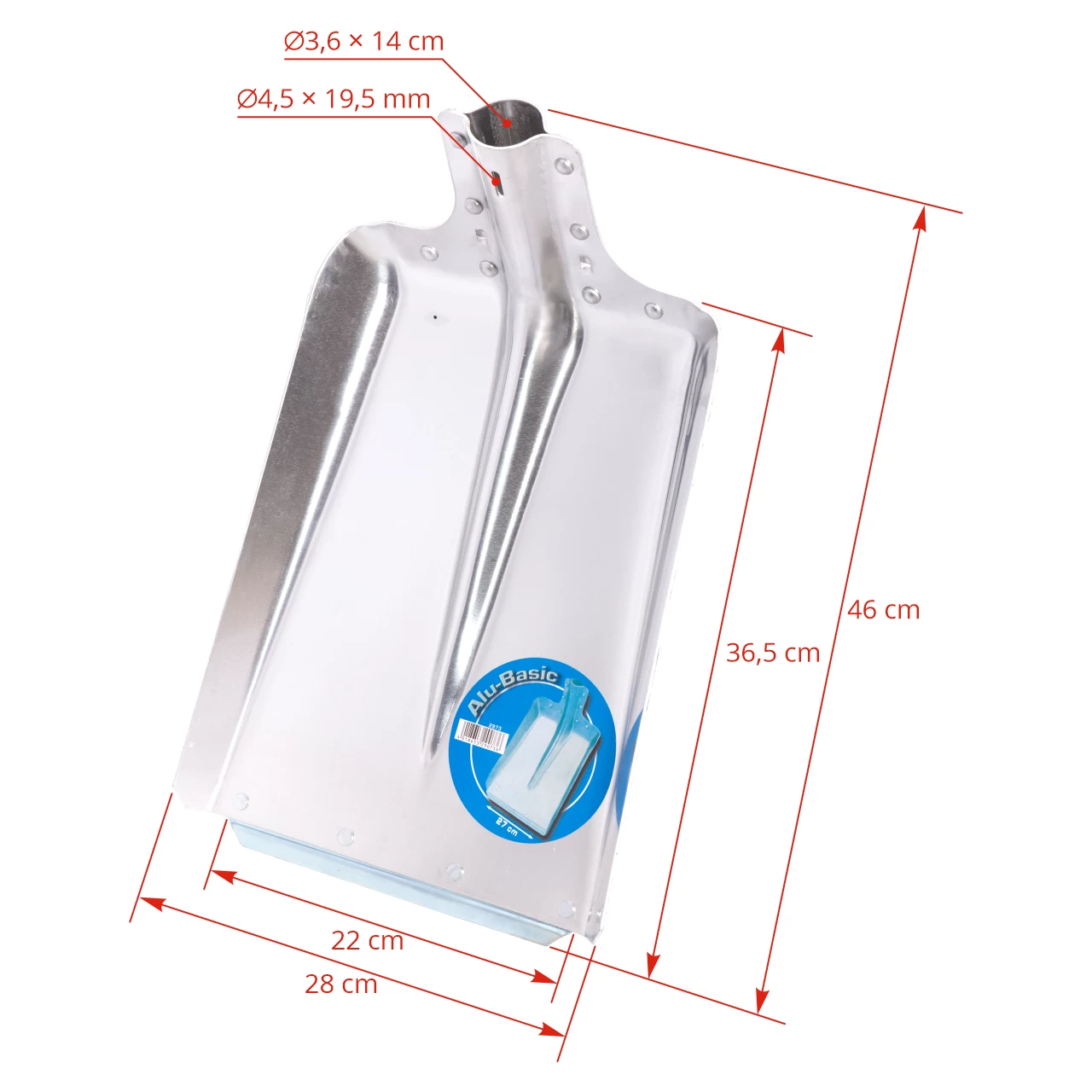 Pala in alluminio, 28 × 36,5 cm