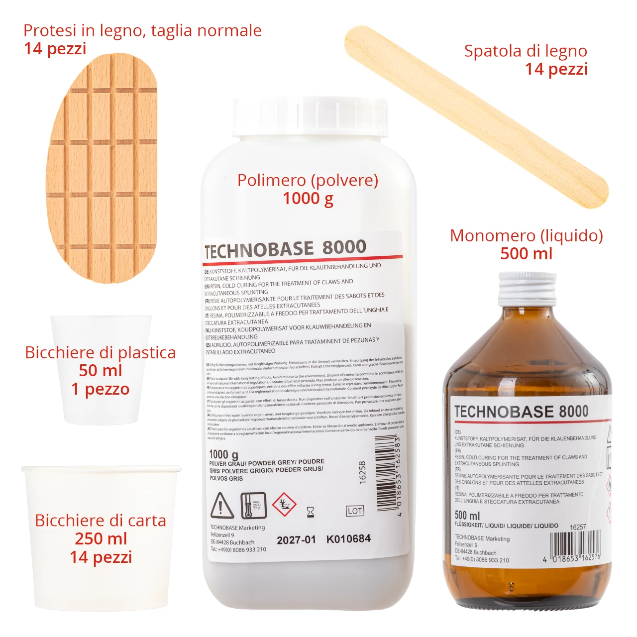 Kit di 14 trattamenti per piedi, Technobase 8000
