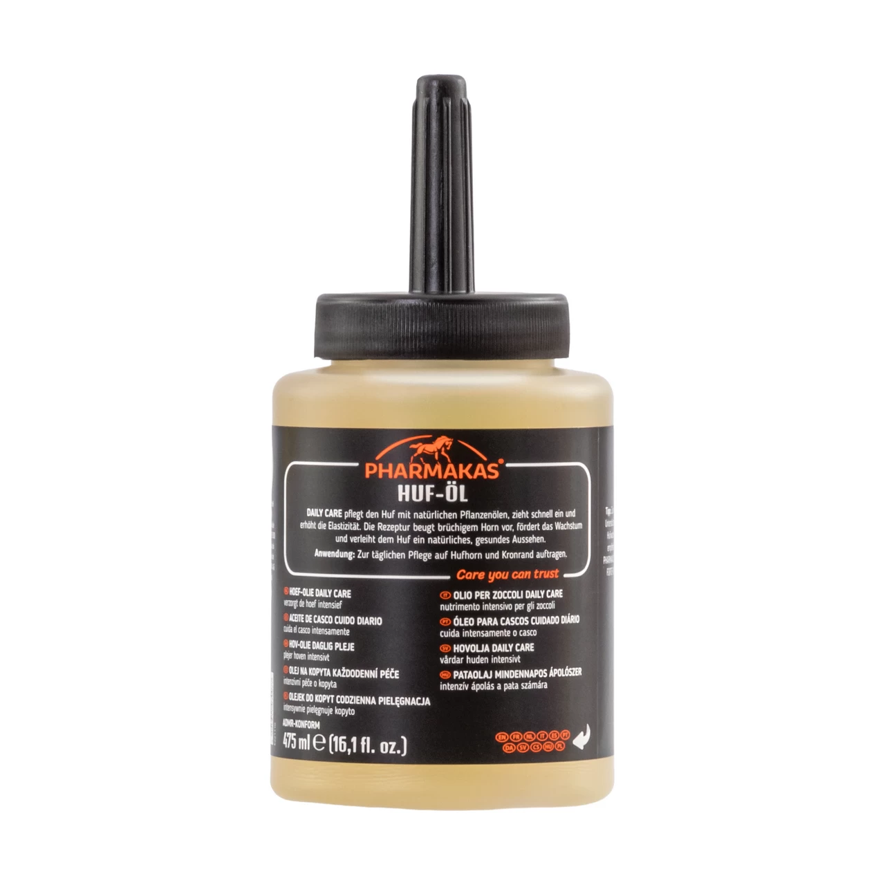 Olio per zoccoli con vitamina E e spazzola, Pharmakas, 475 ml