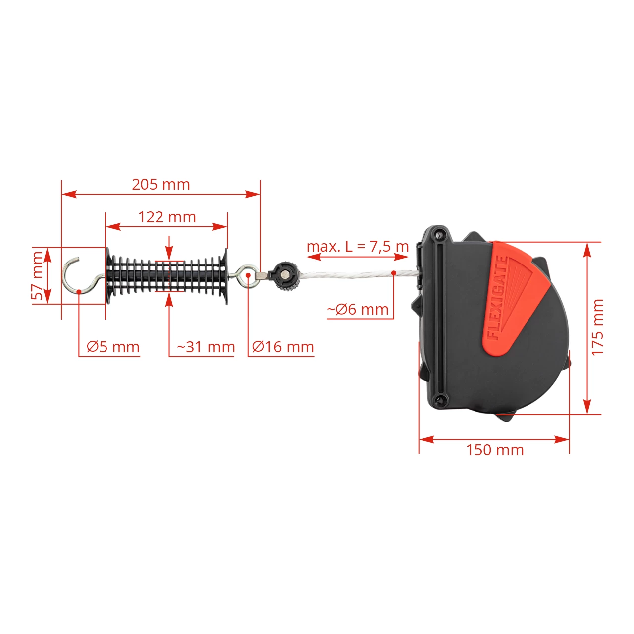 Set poartă cu fir pentru gard electric, Ako Flexigate, 7,5 m