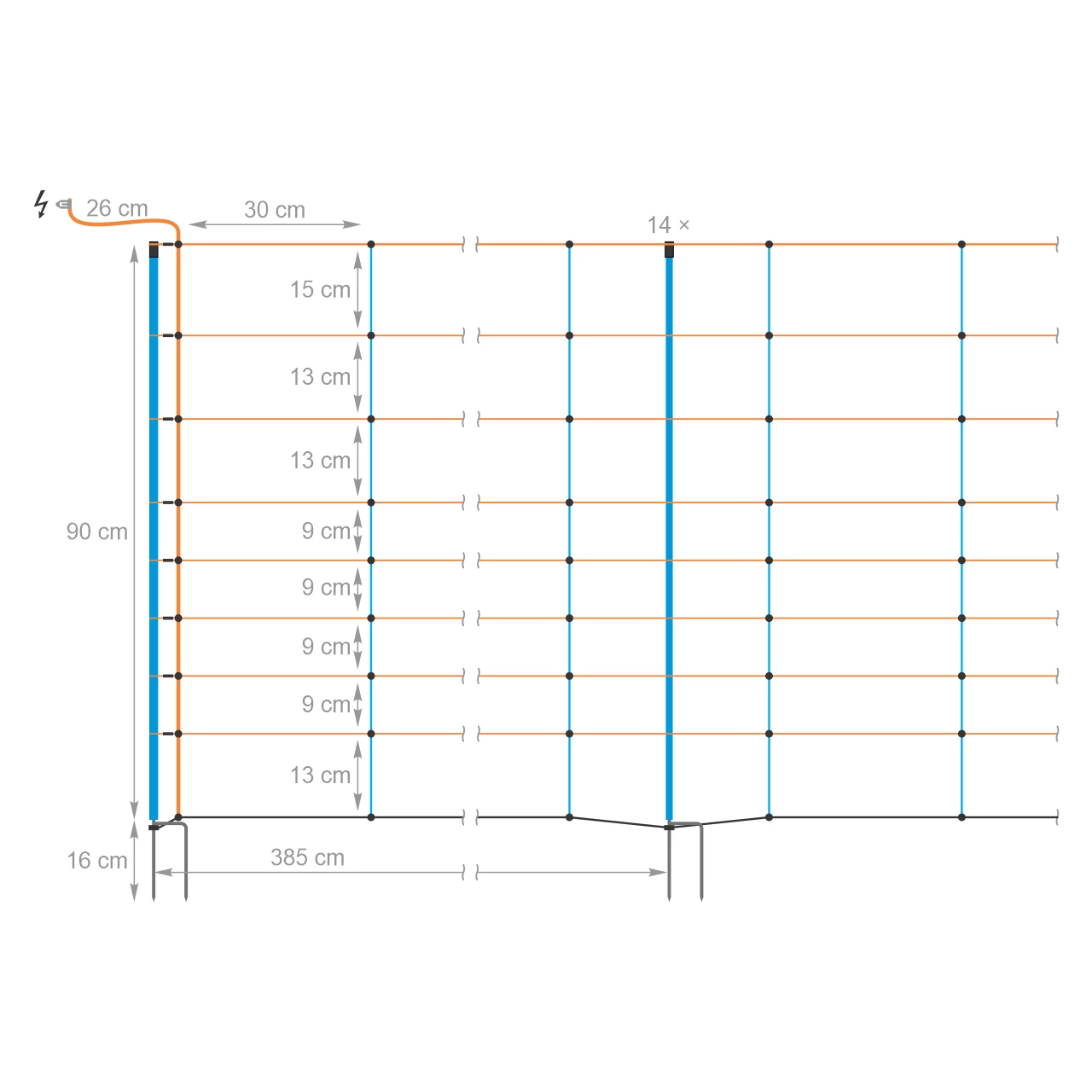Rete per recinto elettrico, TitanNet Premium, 50 m × 90 cm