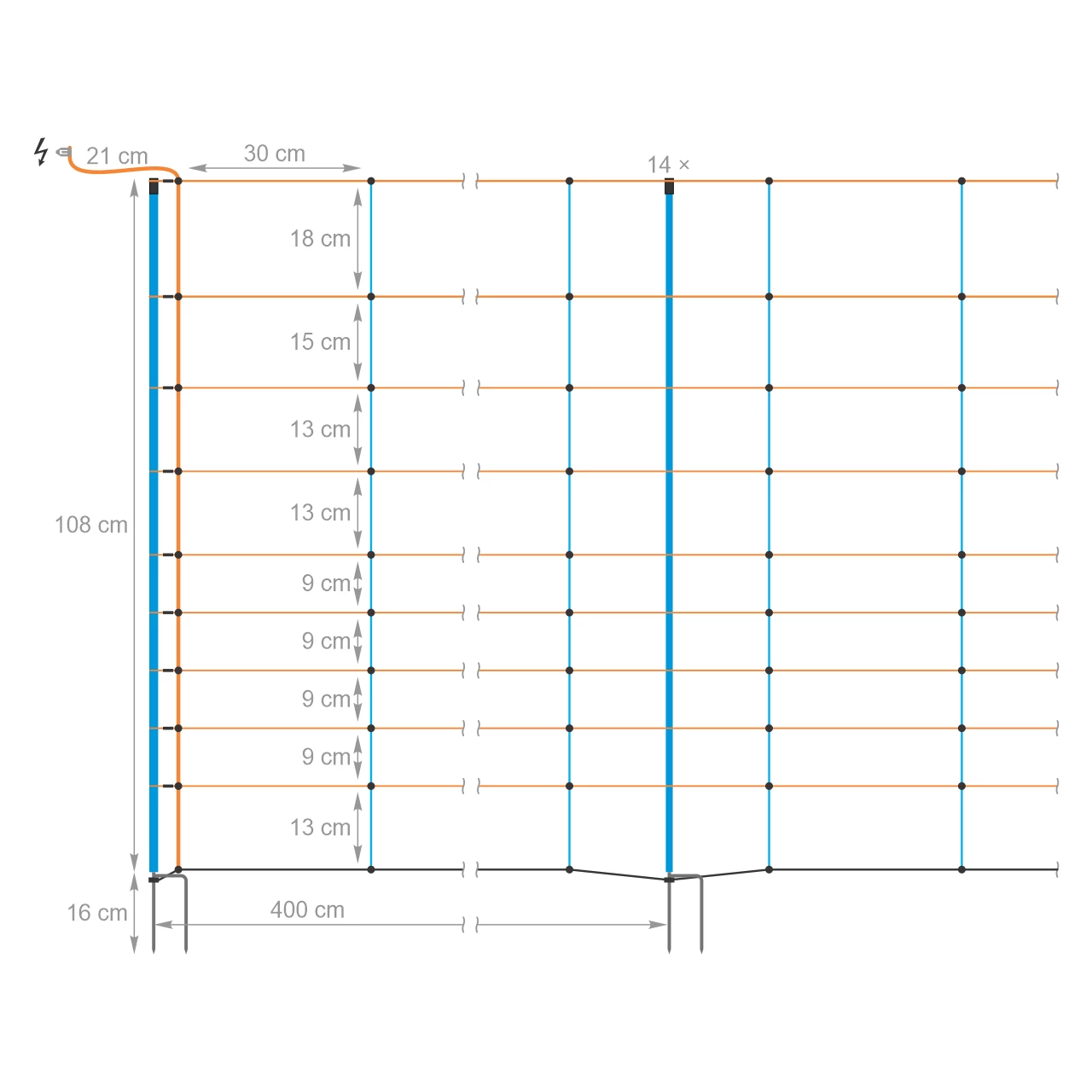 Rete per recinto elettrico, TitanNet Premium, 50 m × 108 cm