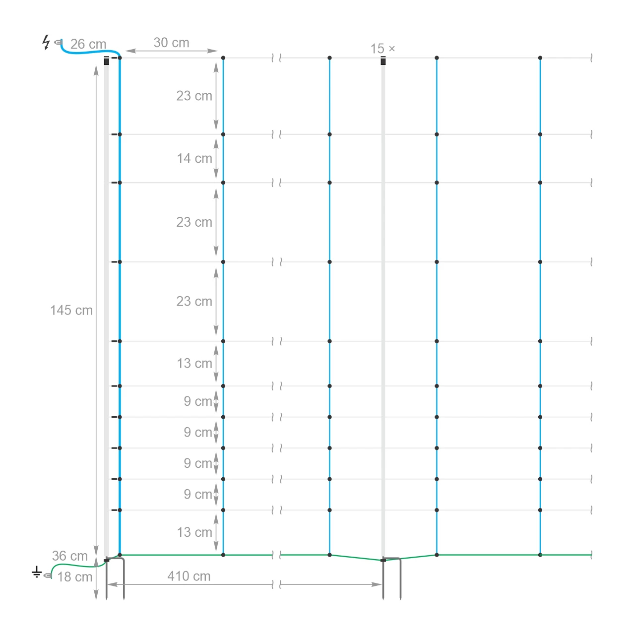 Rete per recinto elettrico, TitanNet, 50 m × 145 cm