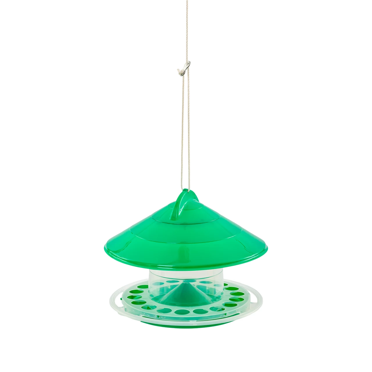 Mangiatoia per uccelli sospesa, plastica verde