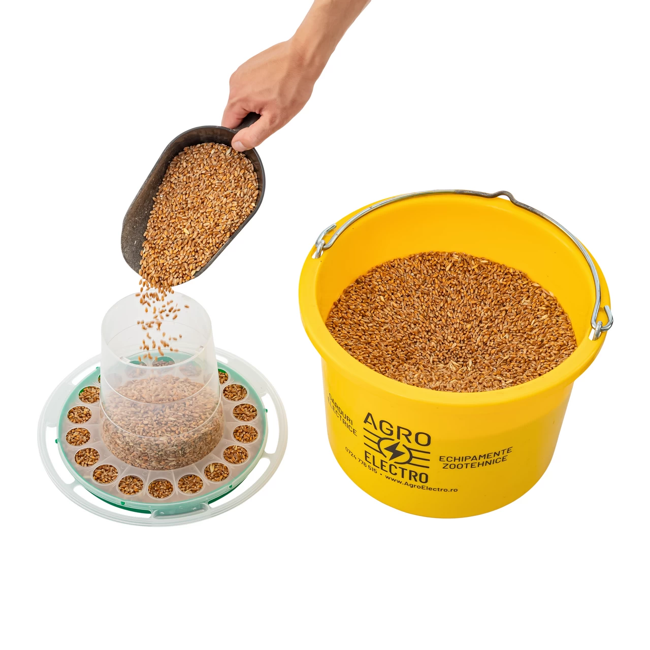 Mangiatoia per uccelli sospesa, plastica verde