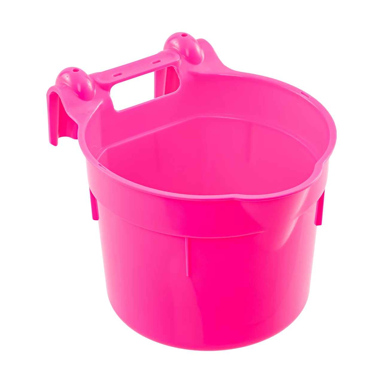 Secchio per l'alimentazione, con staffa di sospensione, forma cilindrica, rosa, 8 litri