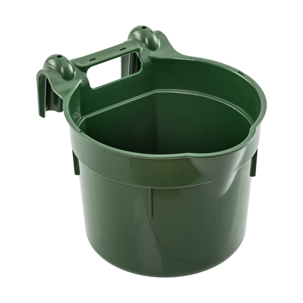 Secchio per l'alimentazione, con staffa di sospensione, forma cilindrica, verde scuro, 8 litri