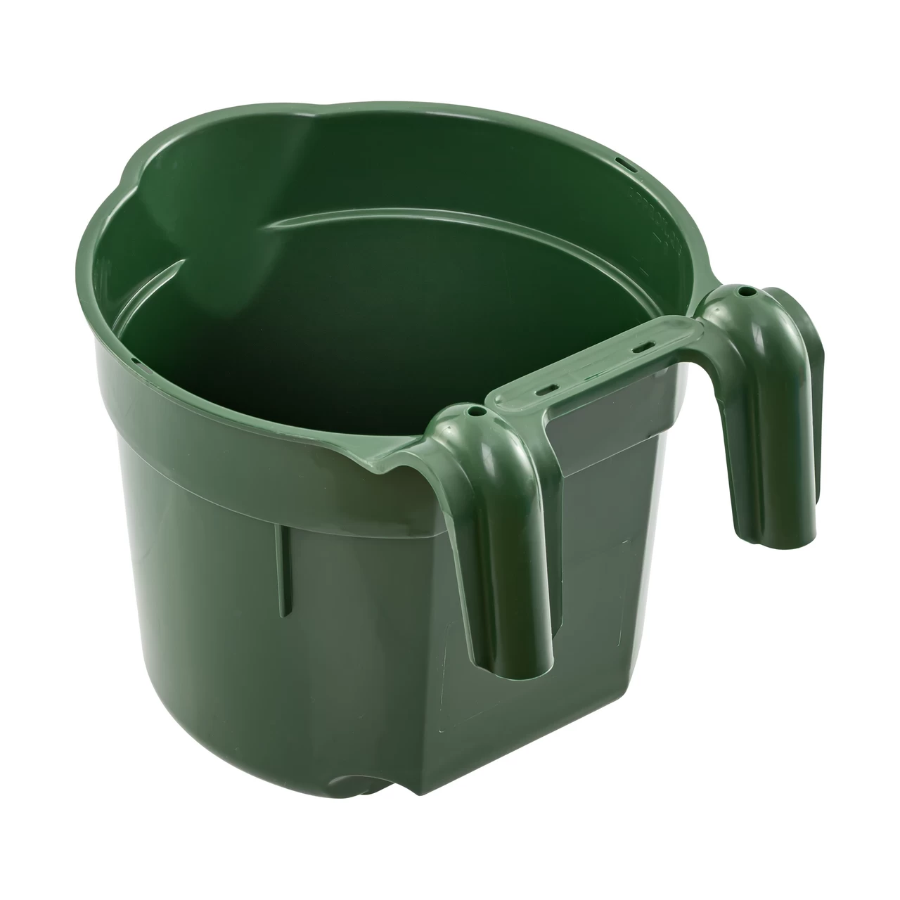 Secchio per l'alimentazione, con staffa di sospensione, forma cilindrica, verde scuro, 8 litri