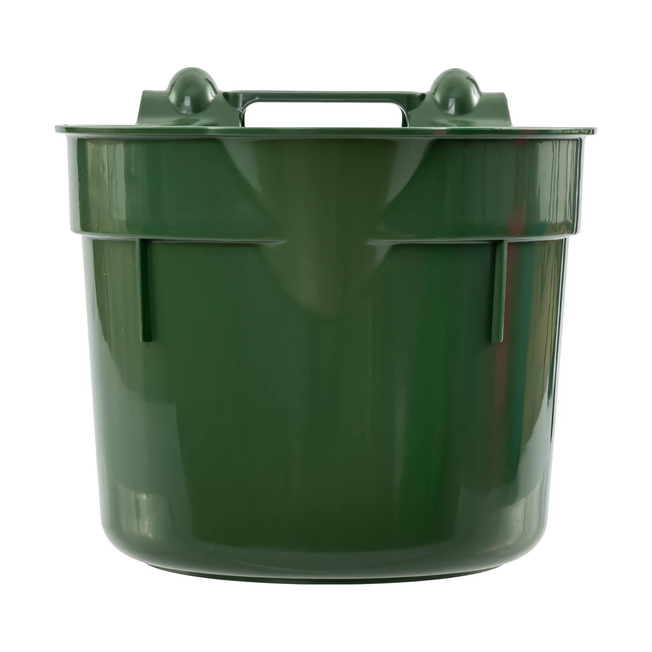 Secchio per l'alimentazione, con staffa di sospensione, forma cilindrica, verde scuro, 8 litri