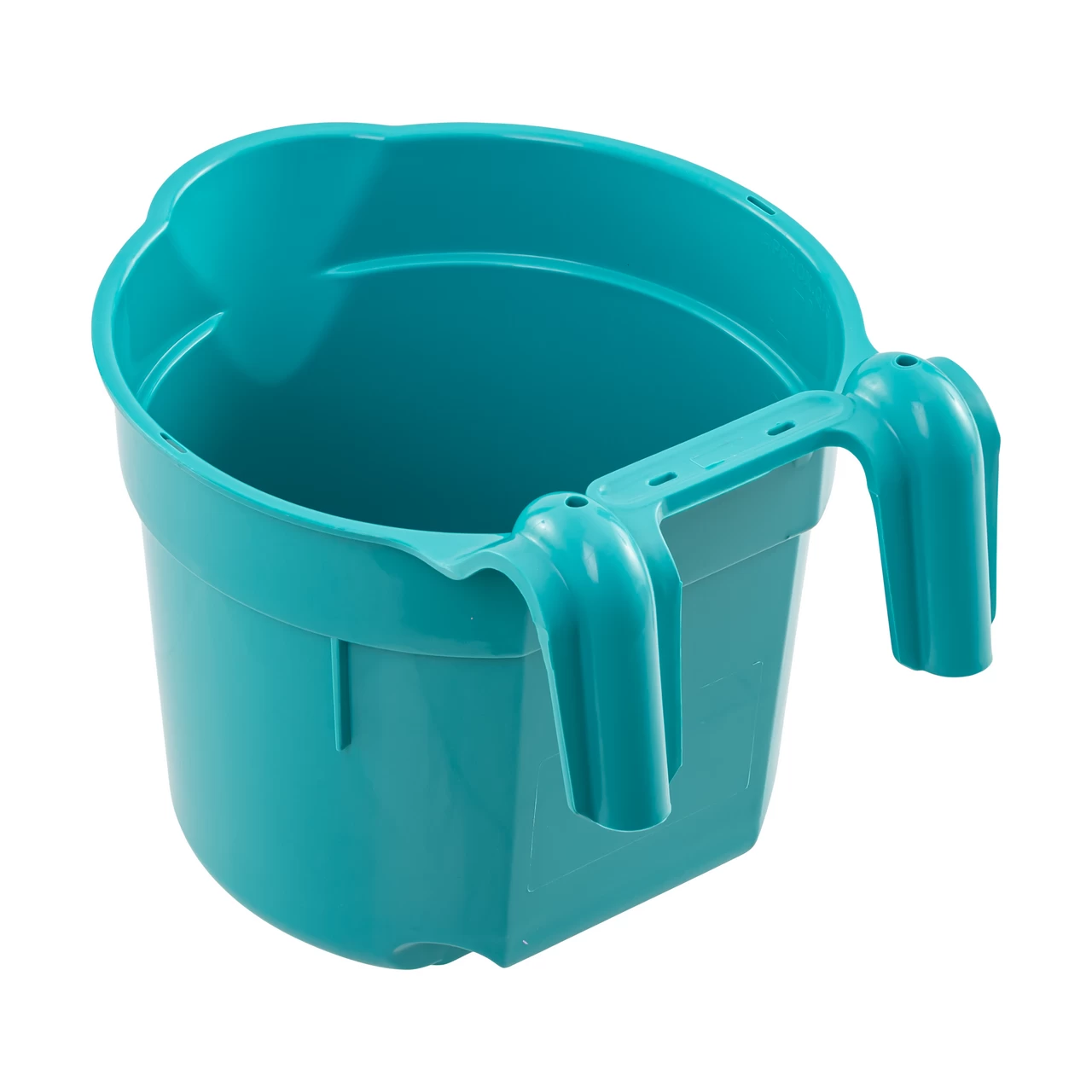 Secchio per l'alimentazione, con staffa di sospensione, forma cilindrica, turchese, 8 litri
