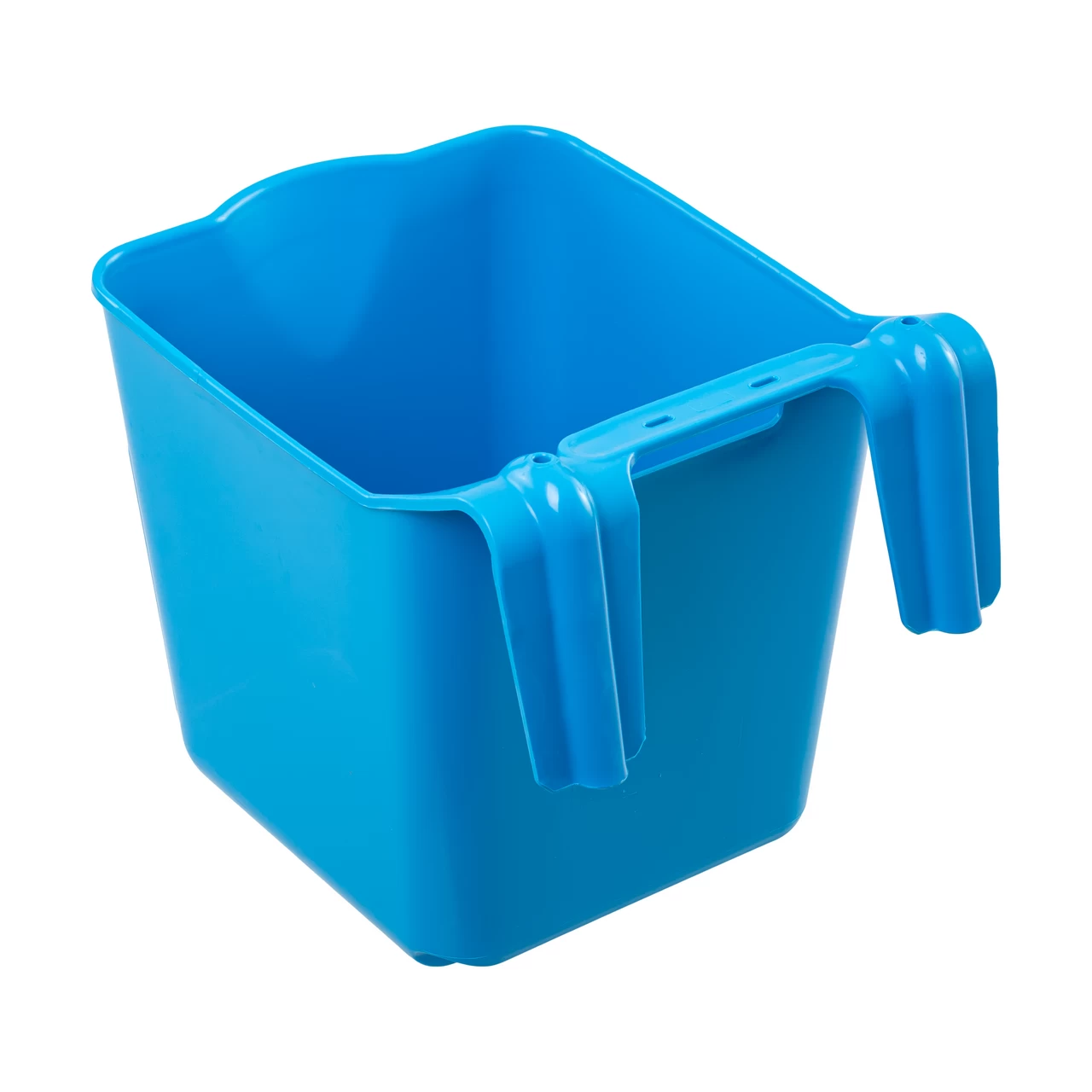 Secchio per l'alimentazione, con staffa di sospensione, forma quadrata, blu, 13 litri