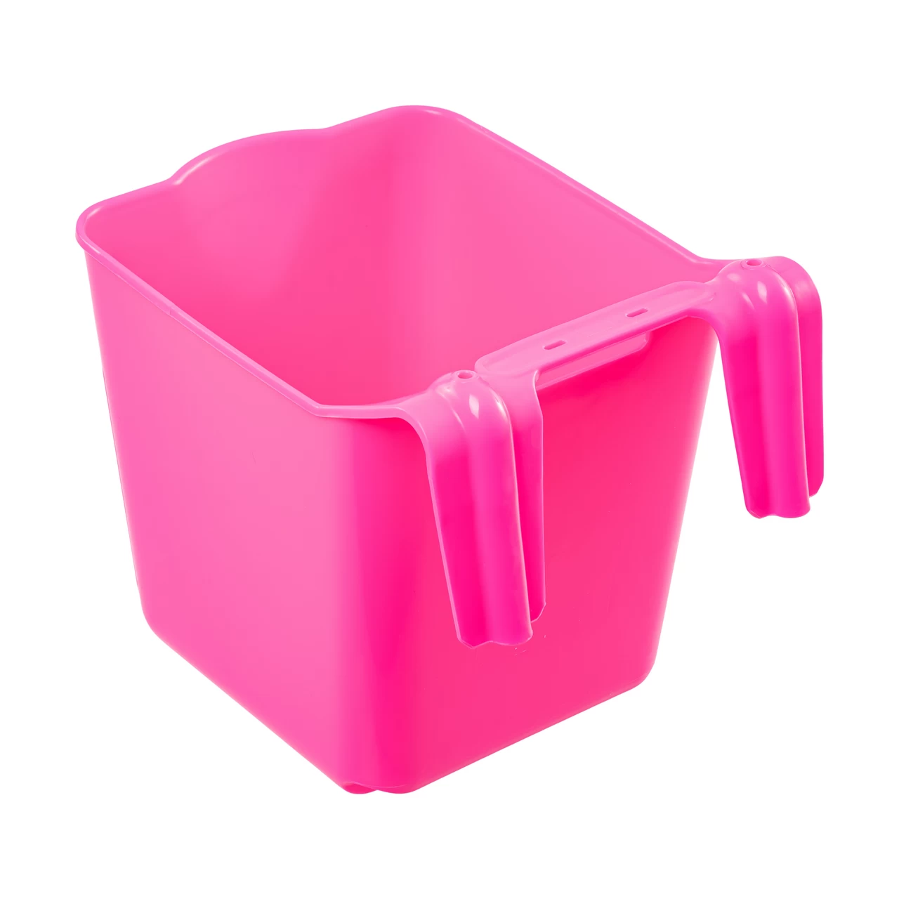 Secchio per l'alimentazione, con staffa di sospensione, forma quadrata, rosa, 13 litri