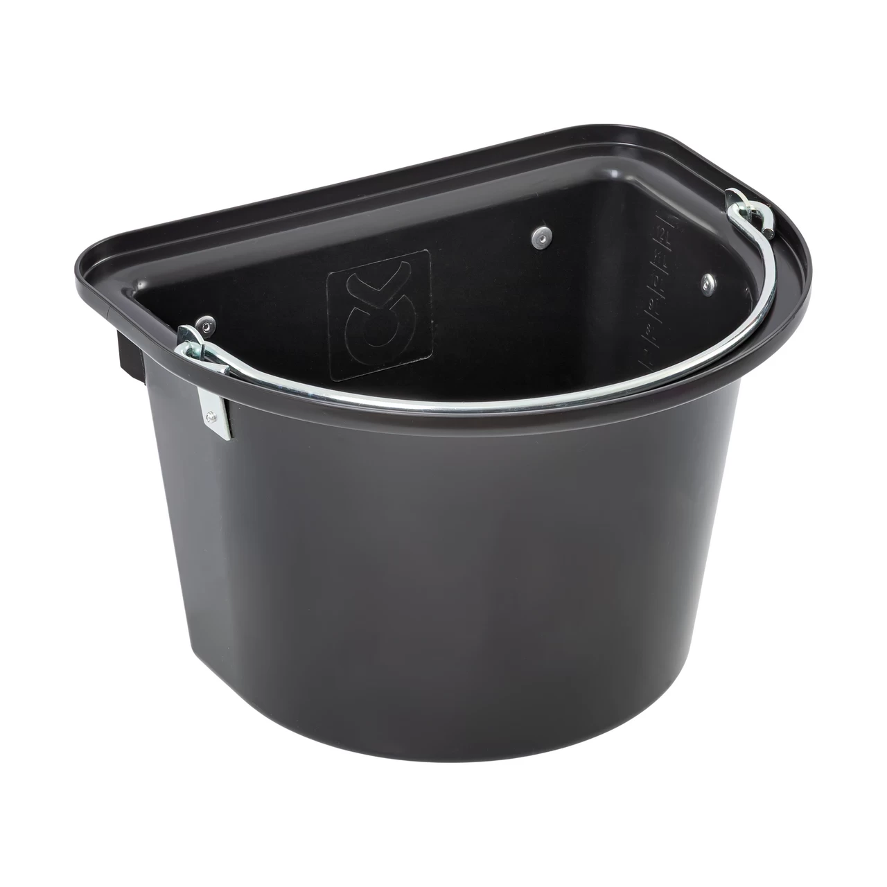 Secchio per mangime per cavalli con staffa per fissaggio e maniglia, nero, 12 litri