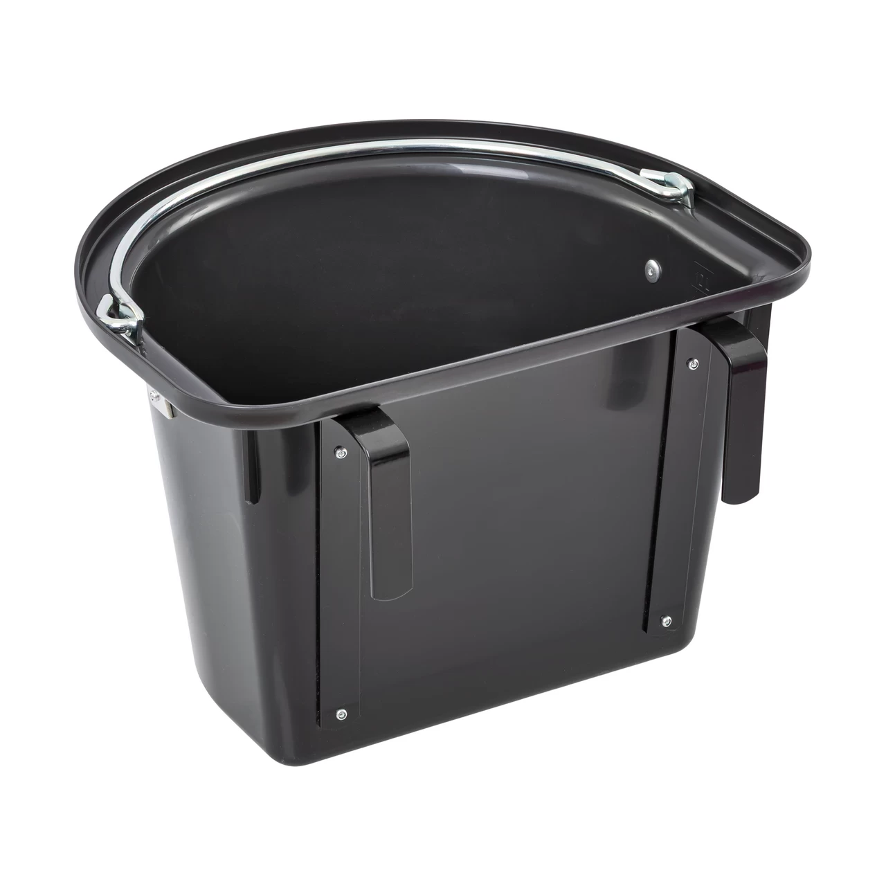 Secchio per mangime per cavalli con staffa per fissaggio e maniglia, nero, 12 litri