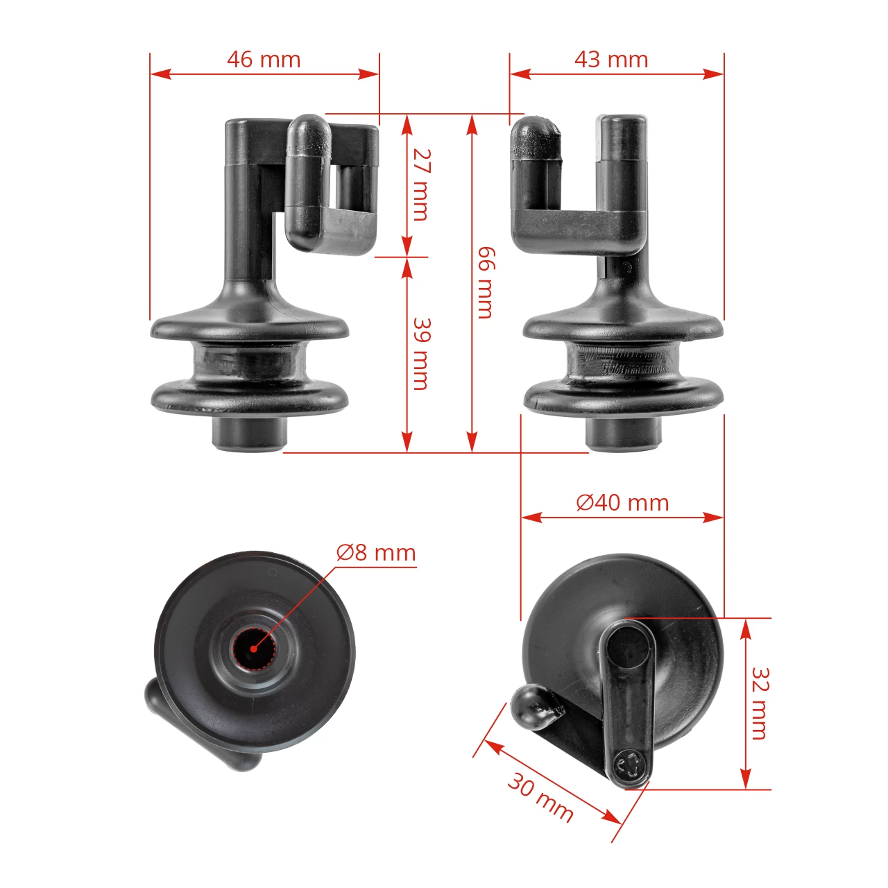 Isolatore di ricambio per palo in acciaio tondo Ø8 mm, 25 pezzi.