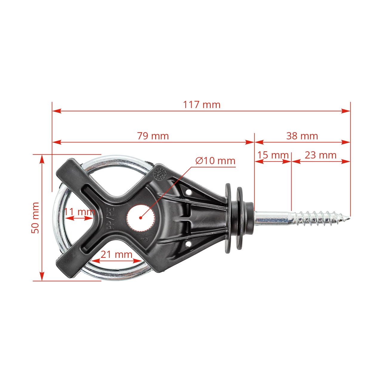 Isolatore X³ per cancello, con vite per legno