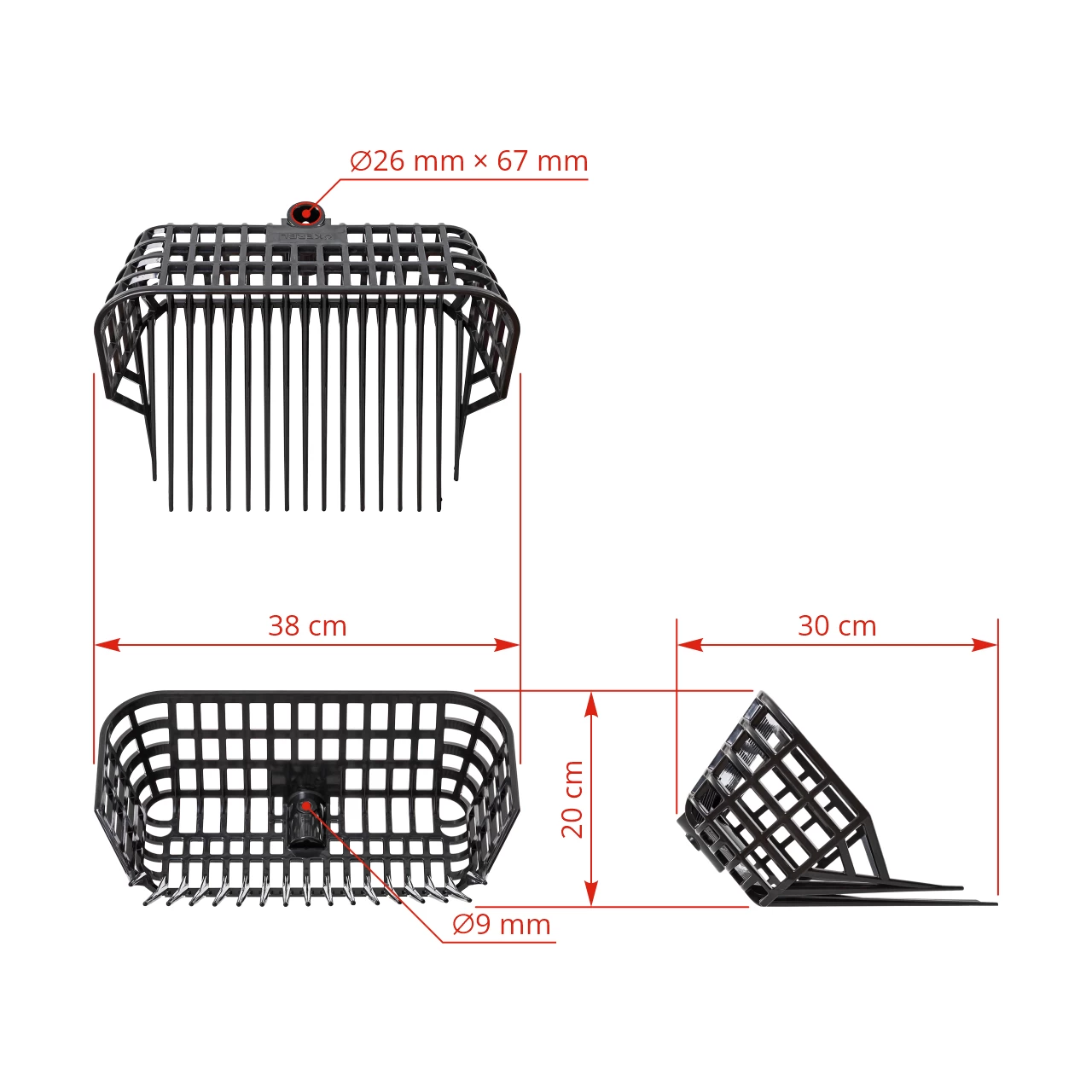 Forca per letame, MaxiFork, nera, 38 × 30 cm