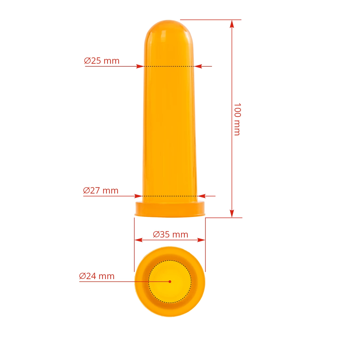 Tettarella conica in caucciù con foro a croce